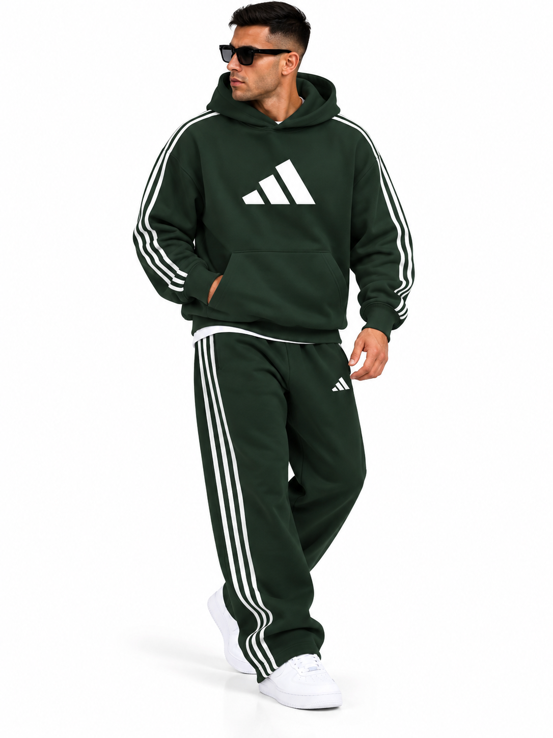Full Adidas Set - oversized Hoodie with Wide leg Pants