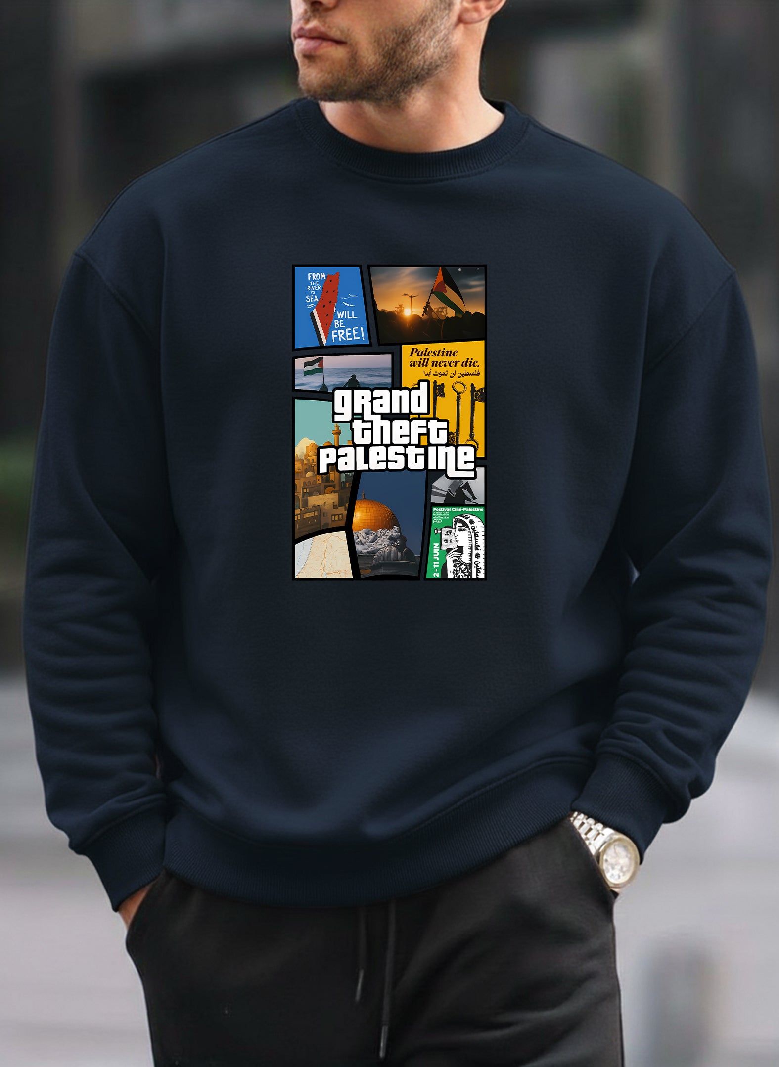 Grand Theft Palestine oversized round sweatshirt