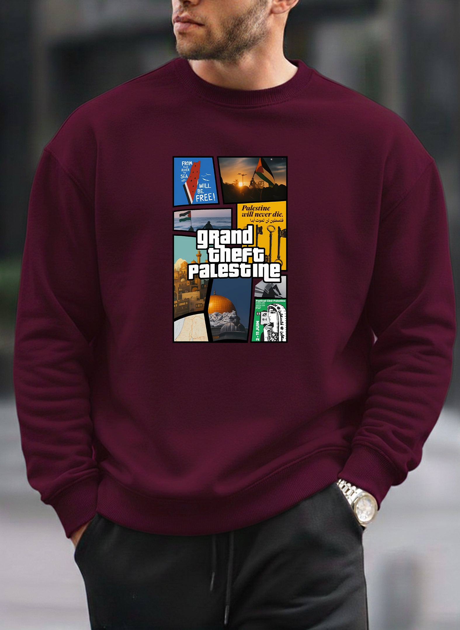 Grand Theft Palestine oversized round sweatshirt