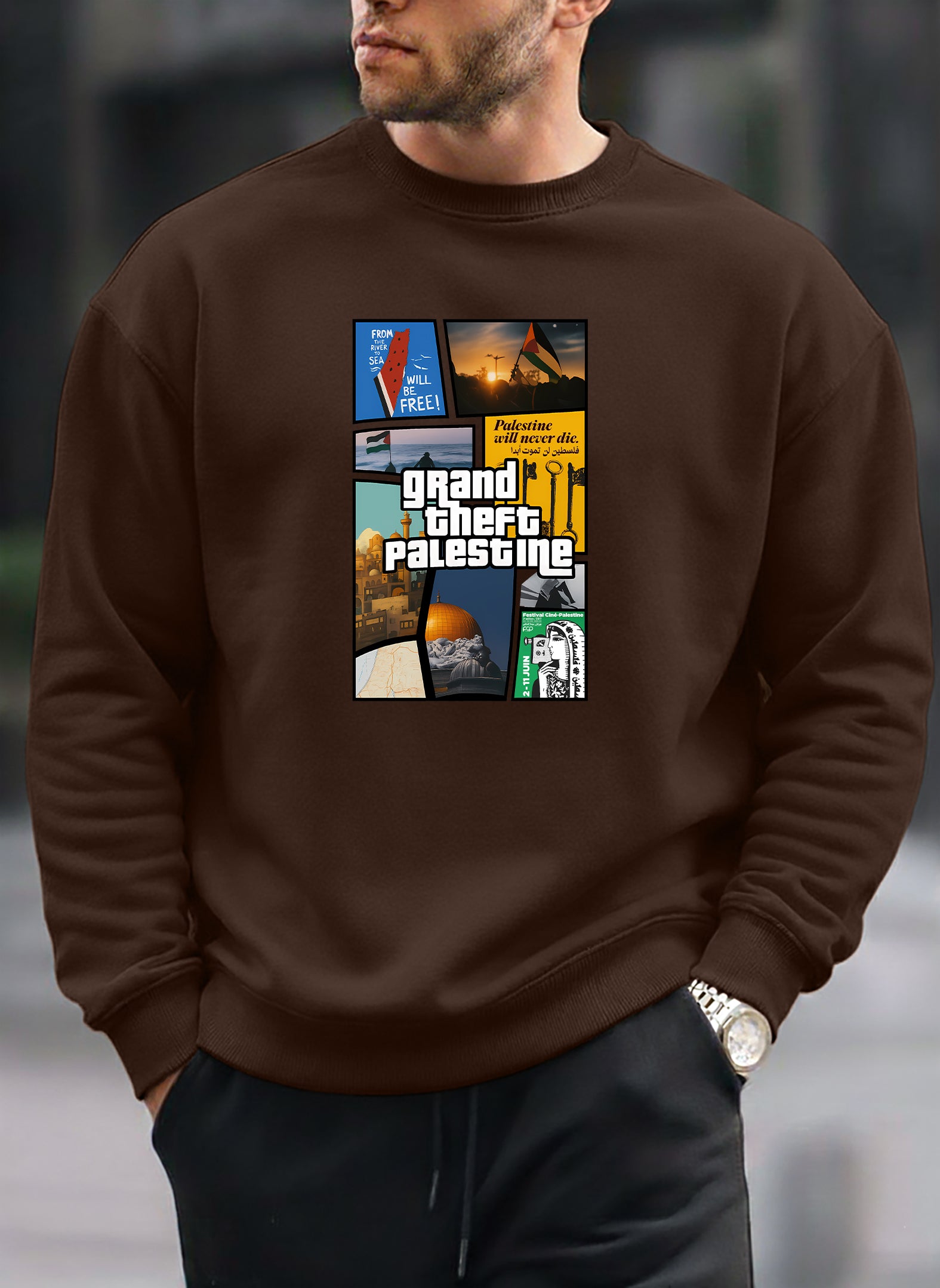 Grand Theft Palestine oversized round sweatshirt