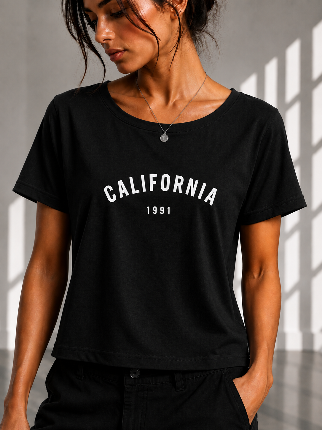 California Regular printed Cropped women T-shirt