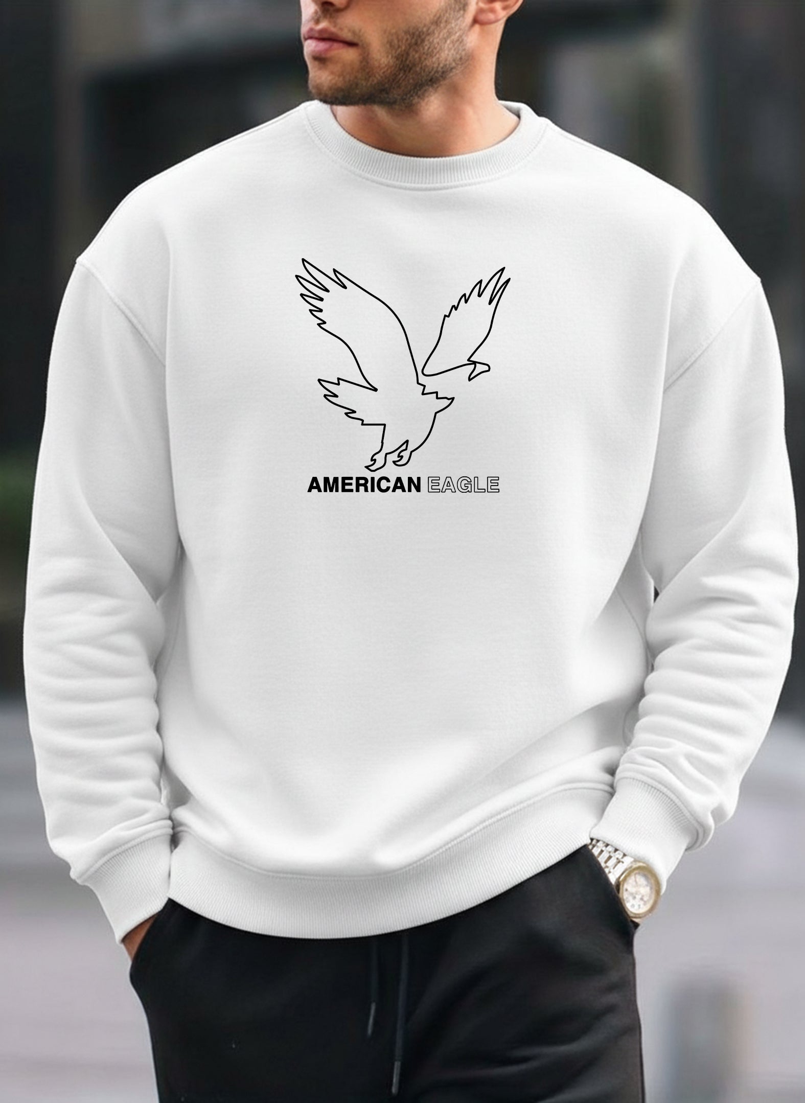 New American Eagle oversized round sweatshirt