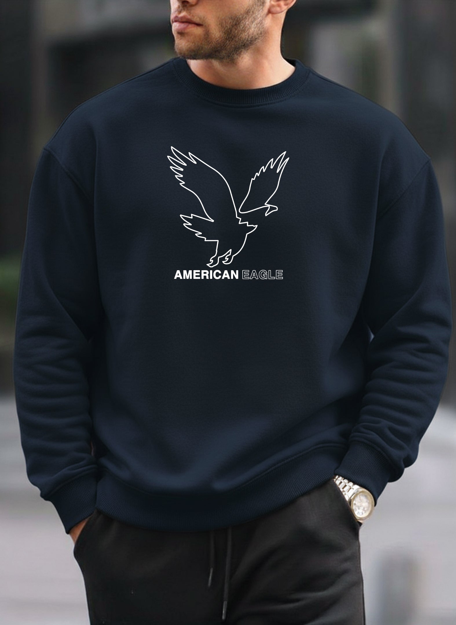 New American Eagle oversized round sweatshirt