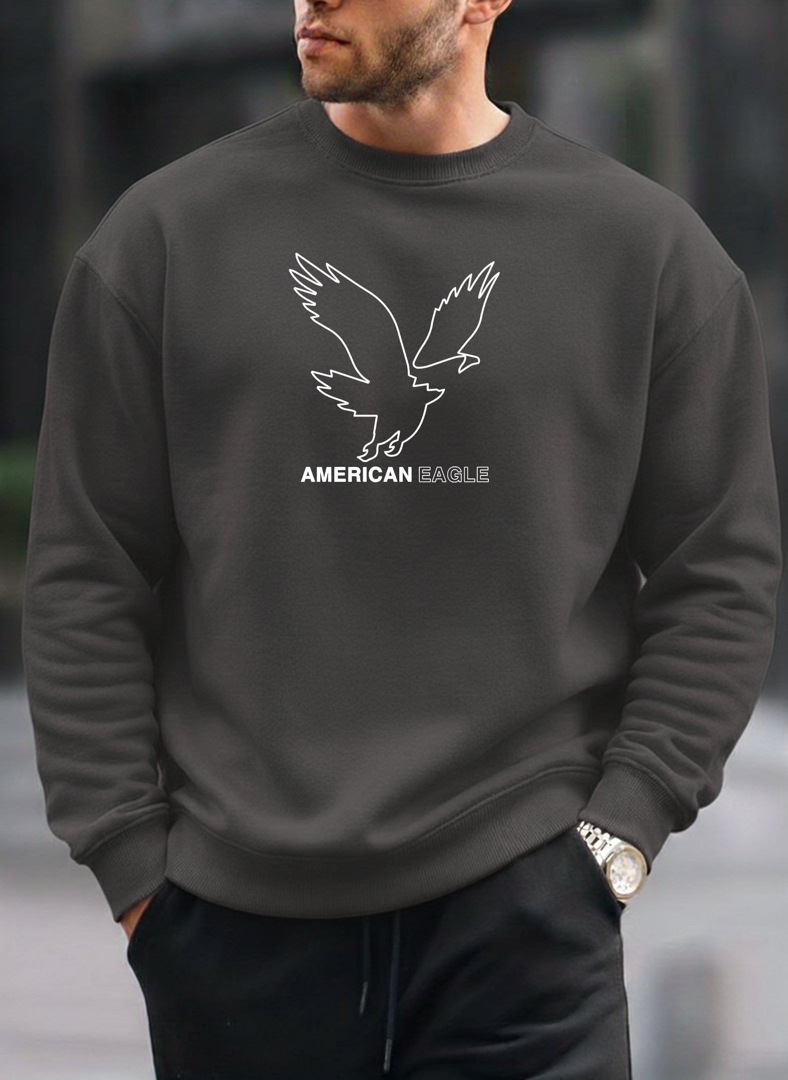 New American Eagle oversized round sweatshirt
