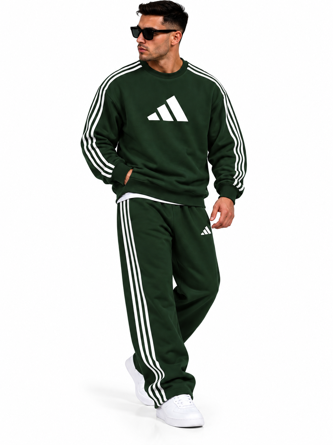 Full Adidas Set - Round Sweatshirt with wide leg Pants
