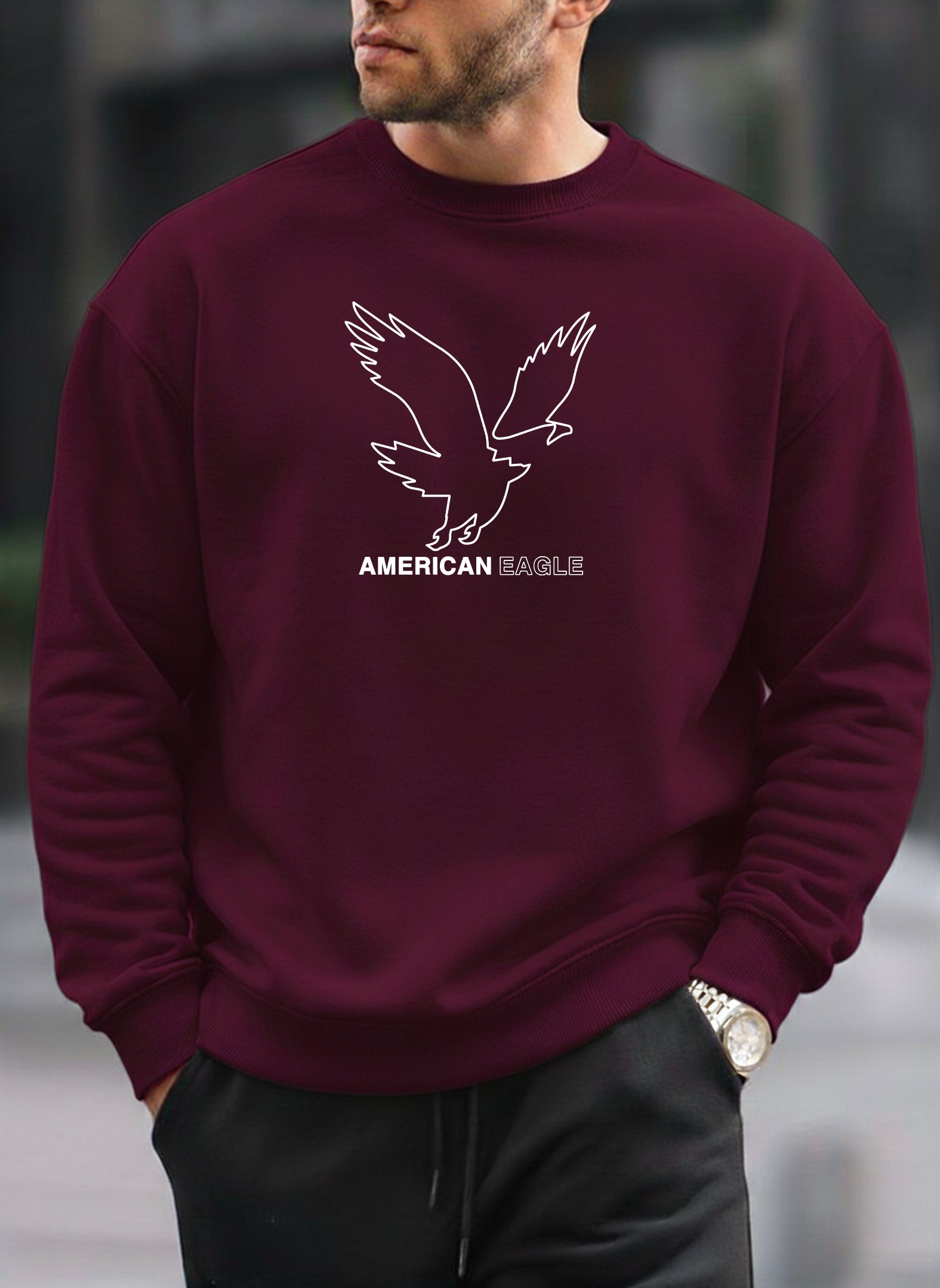 New American Eagle oversized round sweatshirt