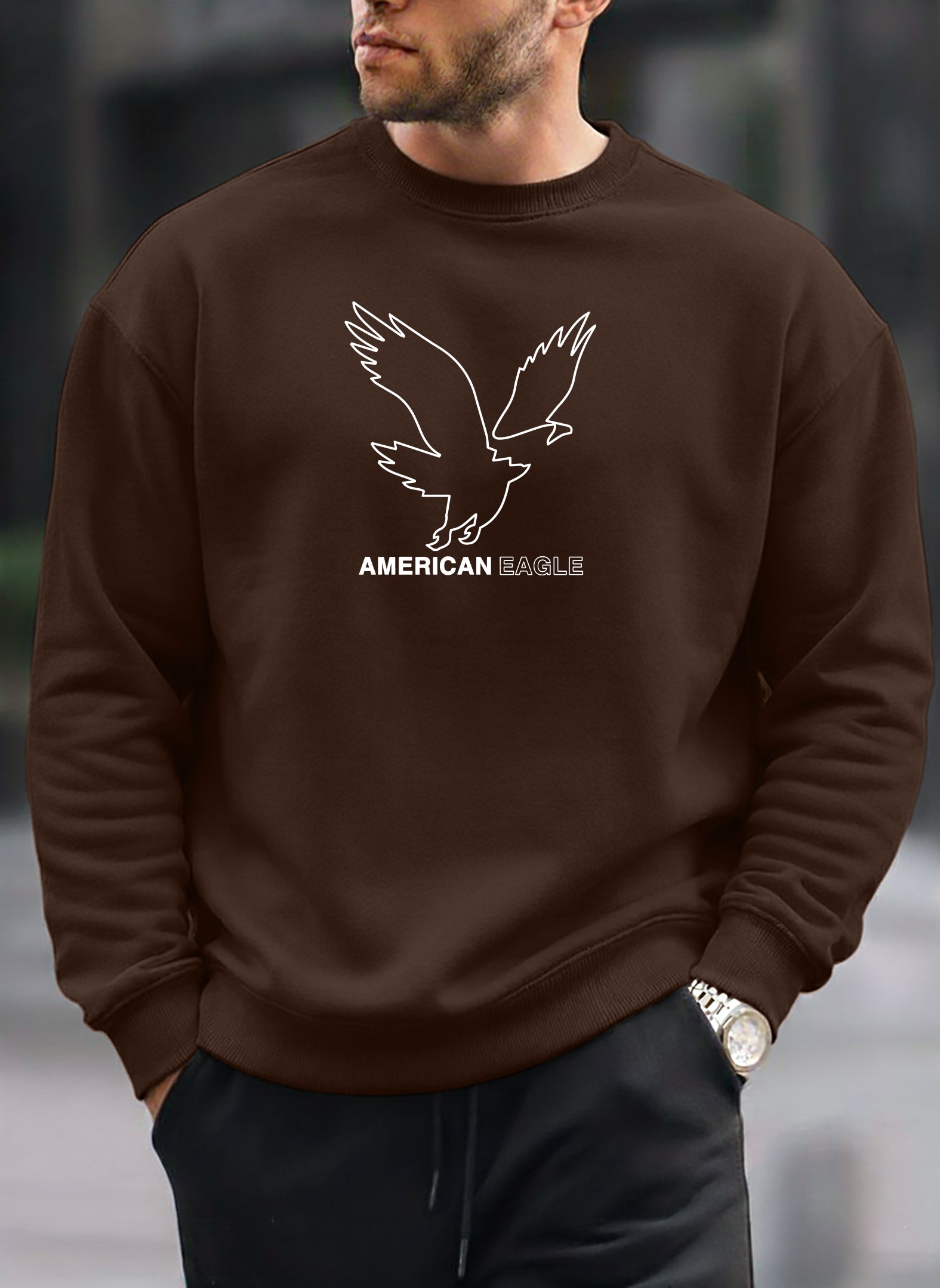 New American Eagle oversized round sweatshirt