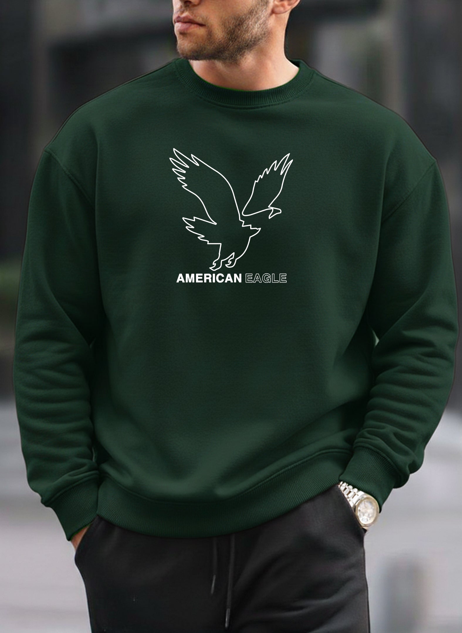 New American Eagle oversized round sweatshirt