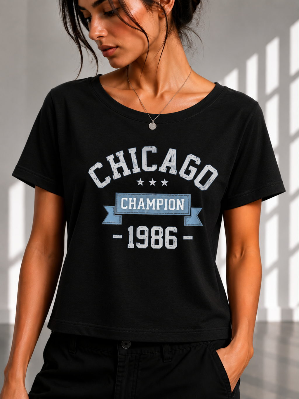 Chicago 1986 Regular printed Cropped women T-shirt