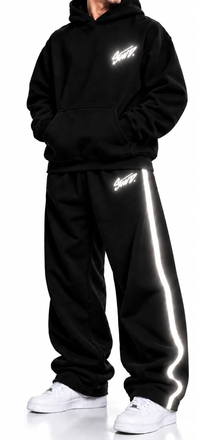 Full STWP Reflected Set - oversized Hoodie with Wide leg Pants