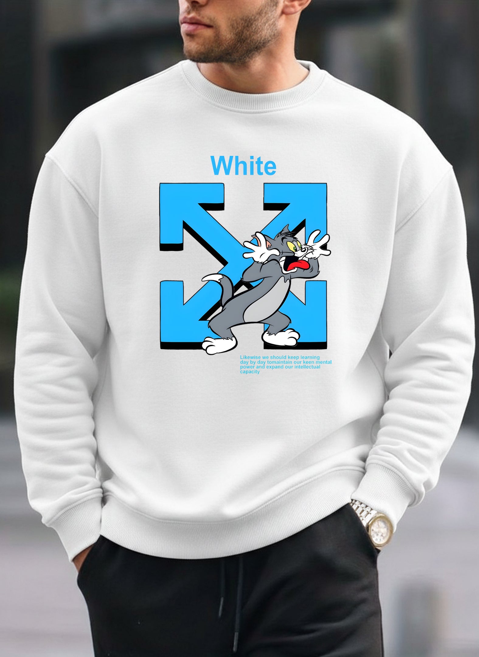 Tom & jerry off white inspired oversized round sweatshirt