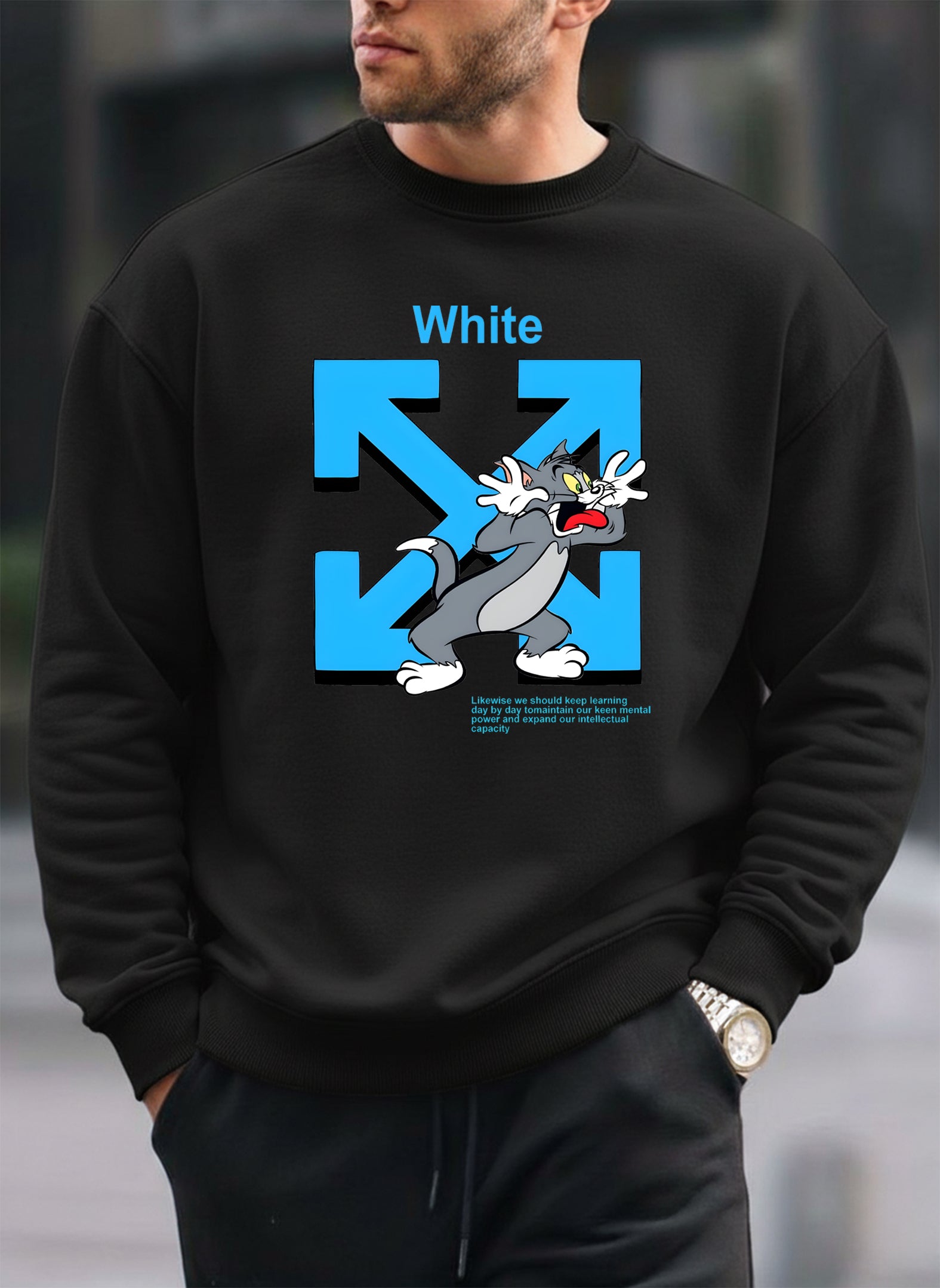 Tom & jerry off white inspired oversized round sweatshirt