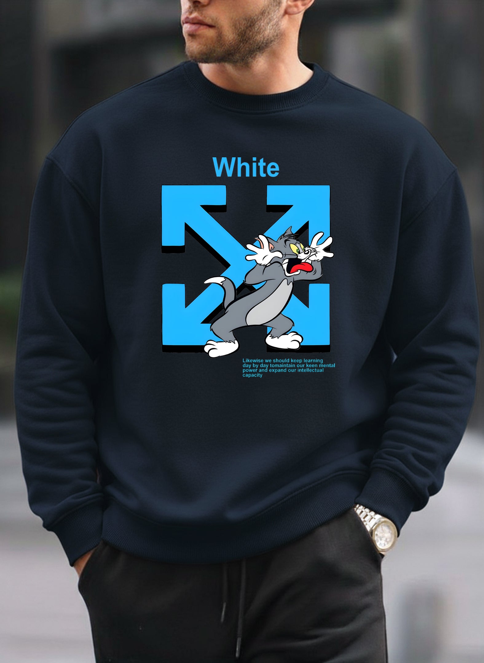 Tom & jerry off white inspired oversized round sweatshirt