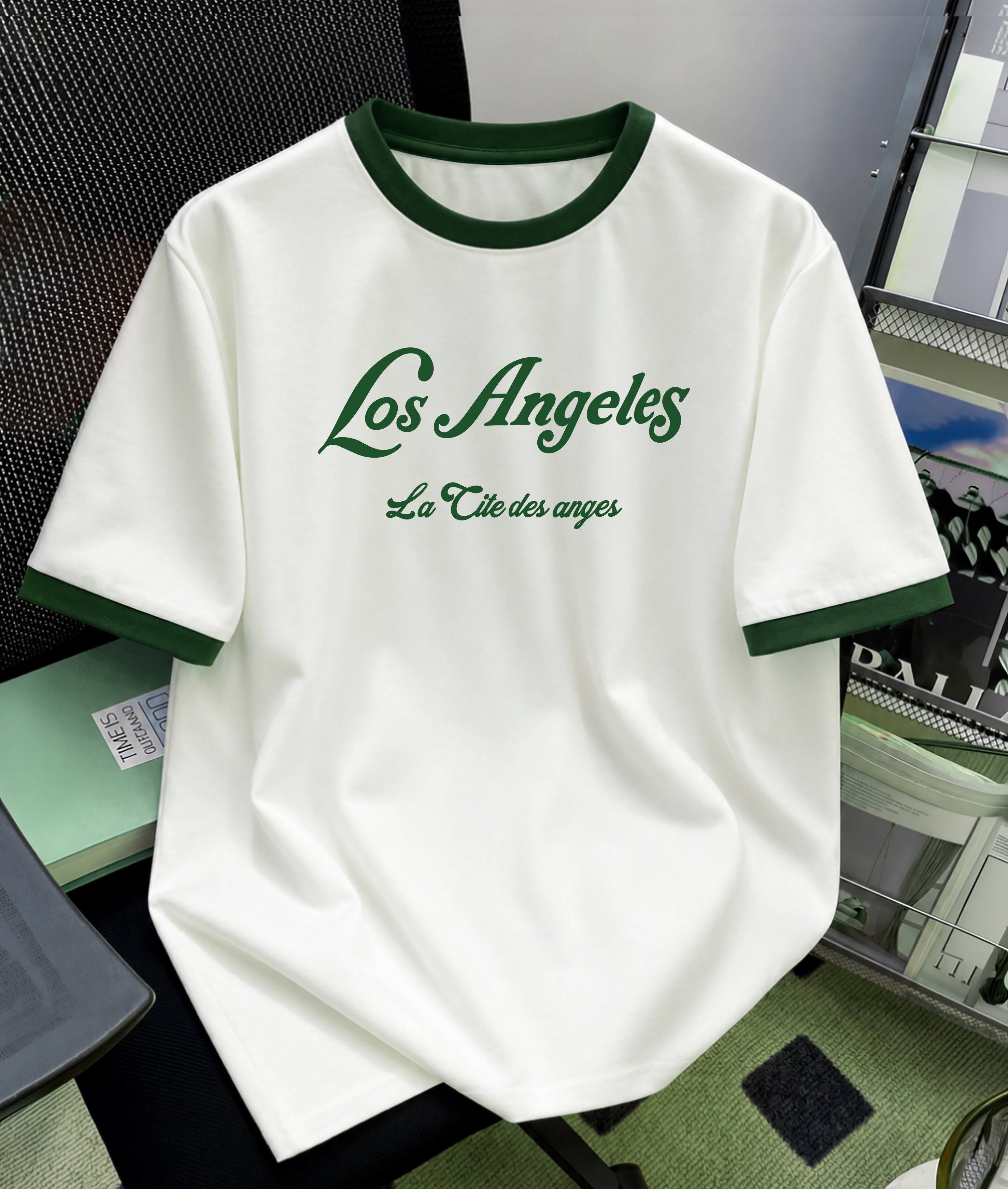 Los Angeles Tesla Regular Ringer printed T-shirt