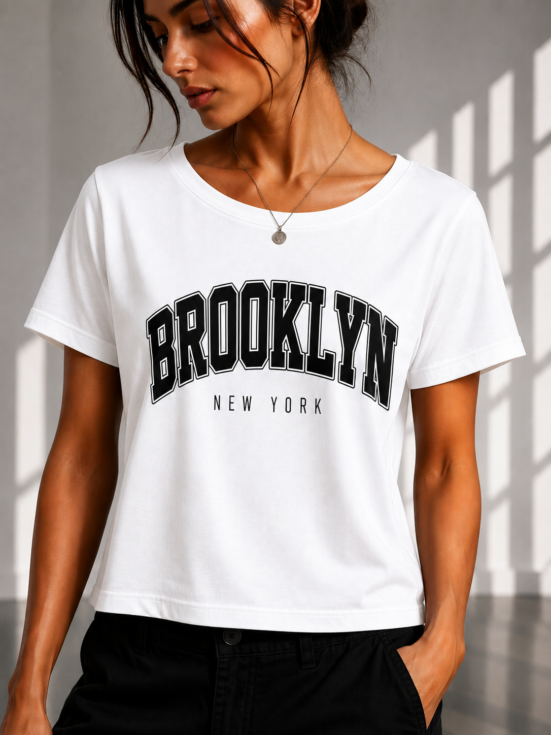 BROOKLYN Regular printed Cropped women T-shirt