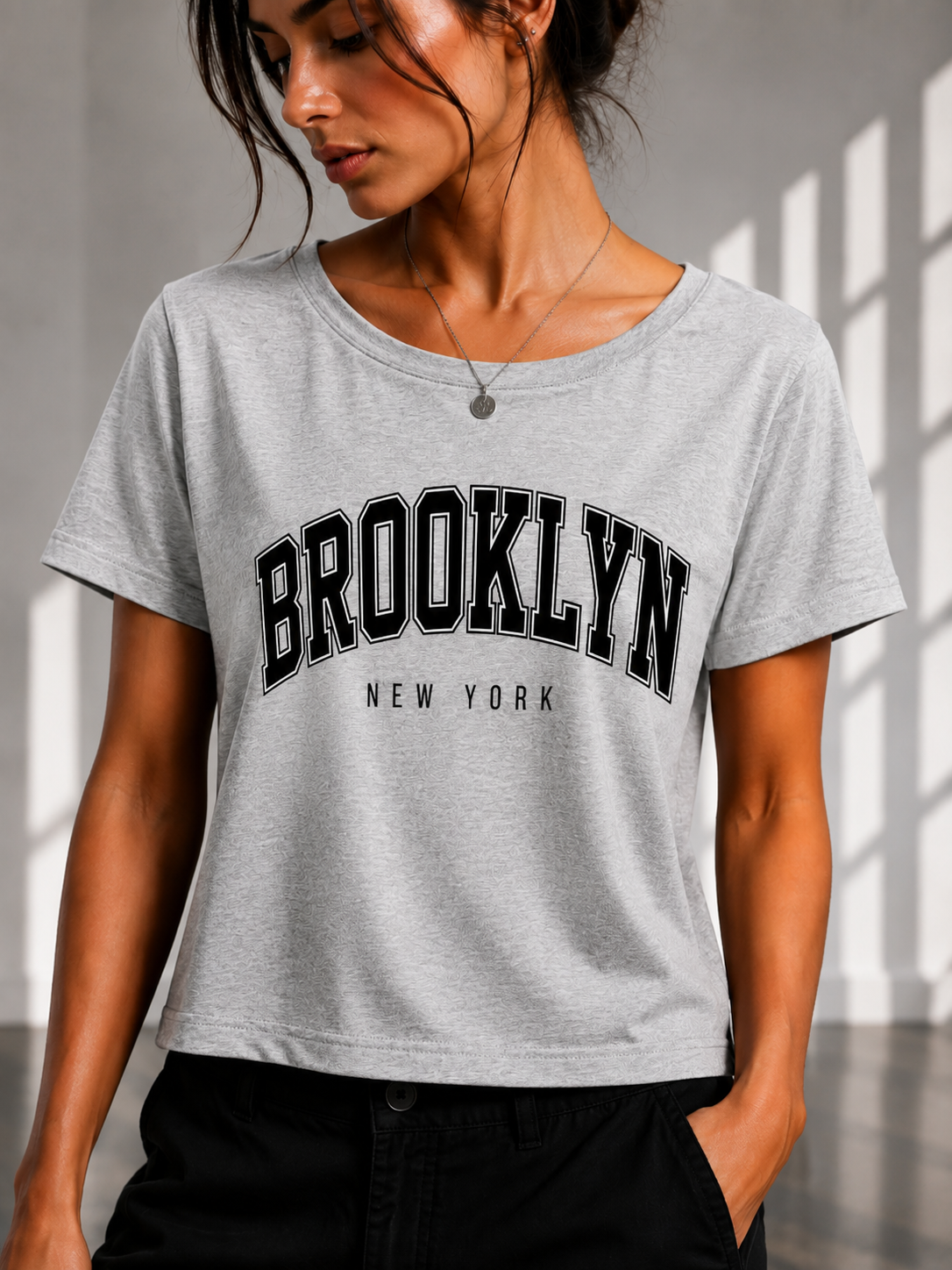BROOKLYN Regular printed Cropped women T-shirt