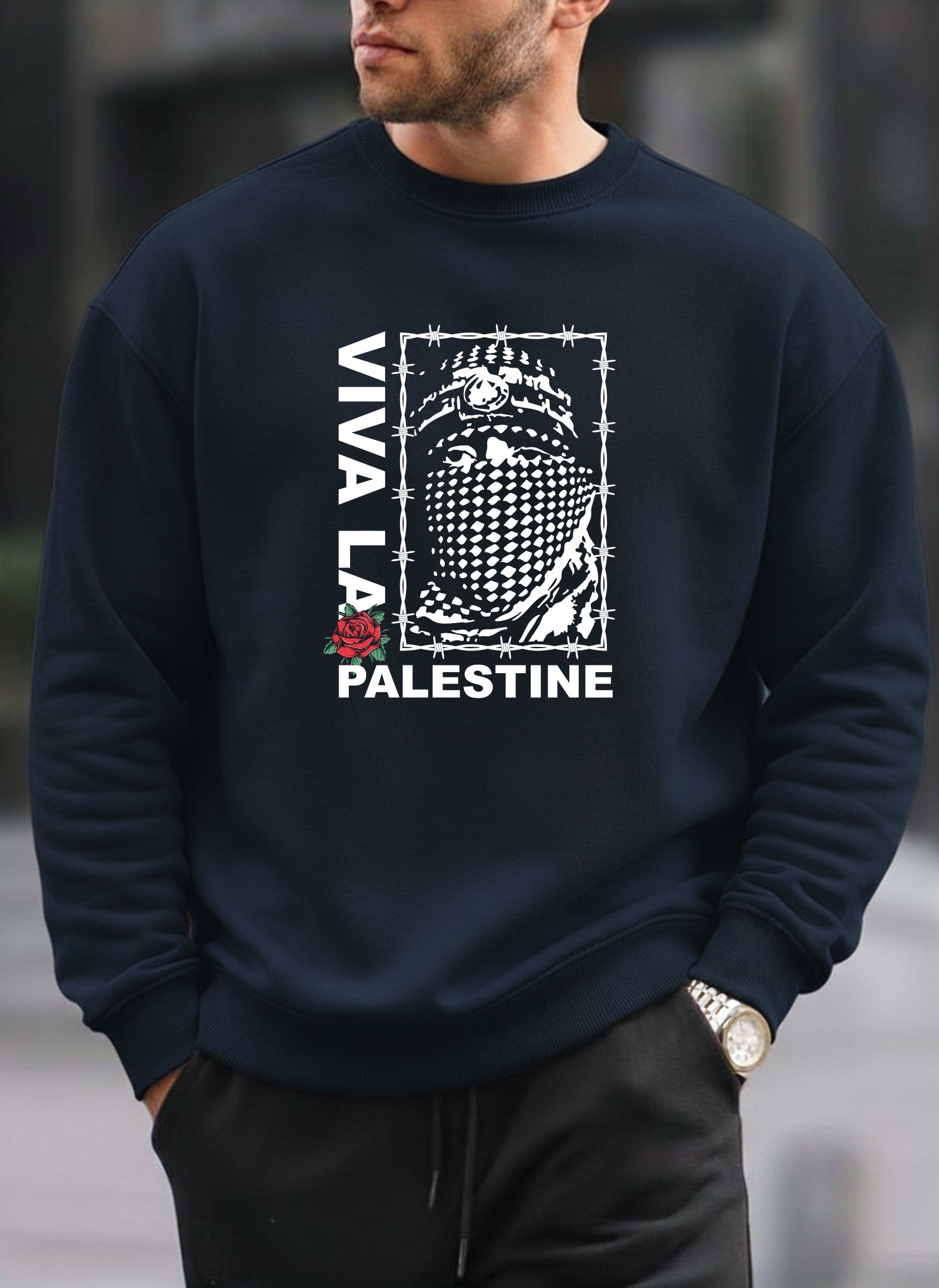 Viva La Palestine oversized round sweatshirt