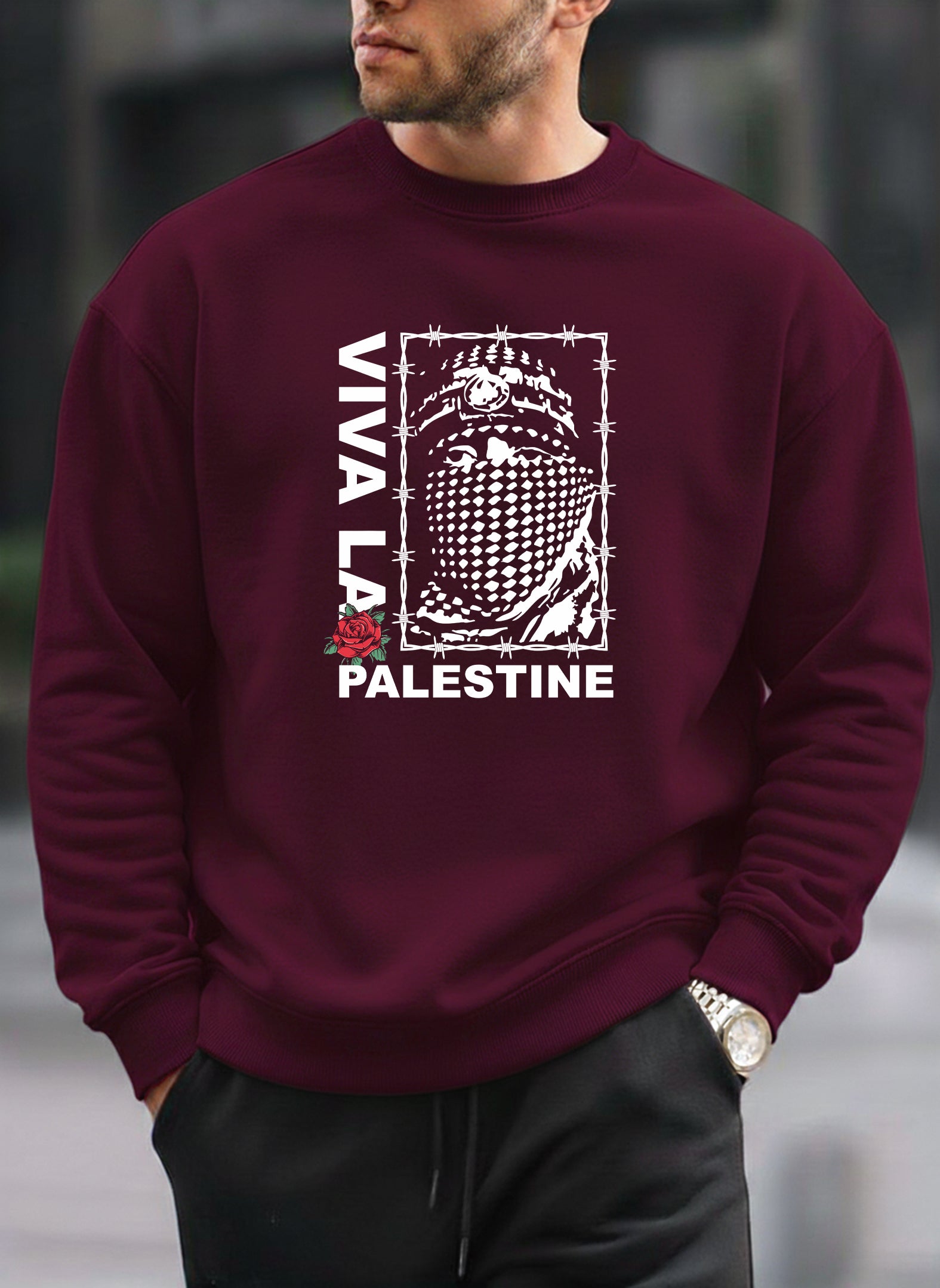 Viva La Palestine oversized round sweatshirt
