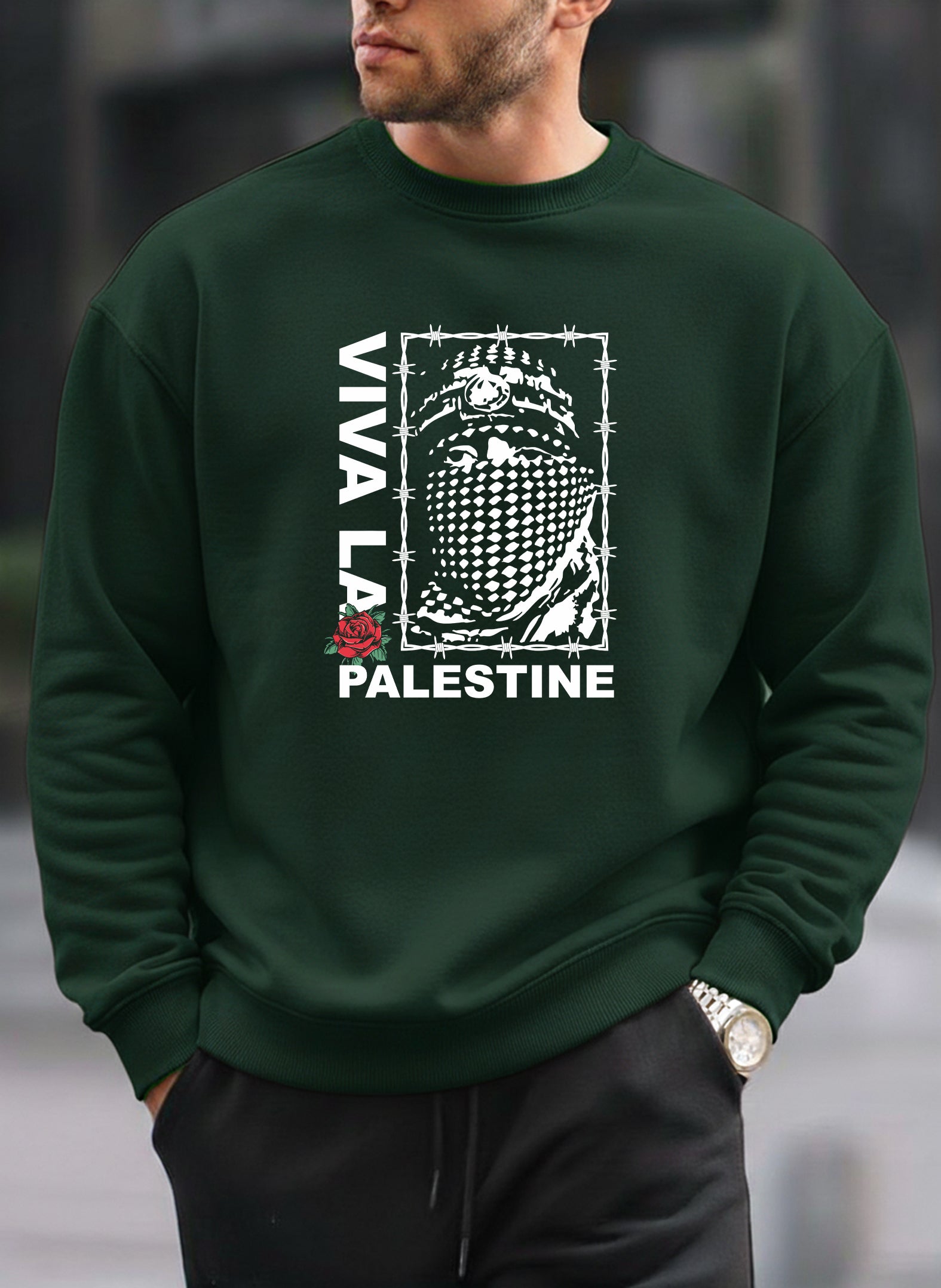 Viva La Palestine oversized round sweatshirt