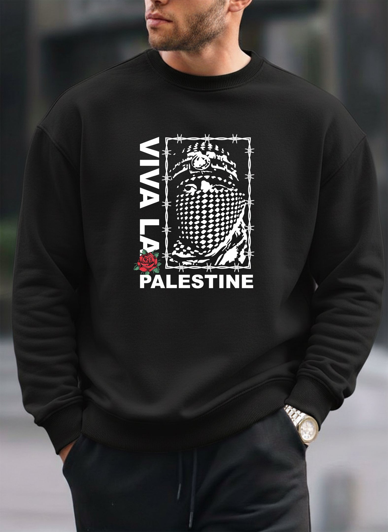 Viva La Palestine oversized round sweatshirt