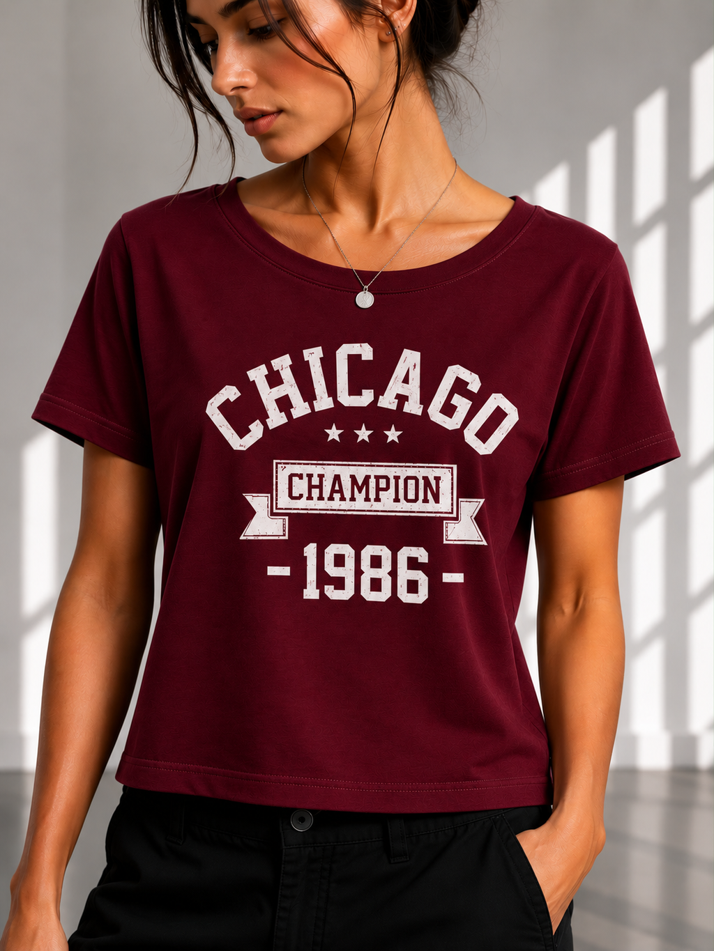 Chicago 1986 Regular printed Cropped women T-shirt
