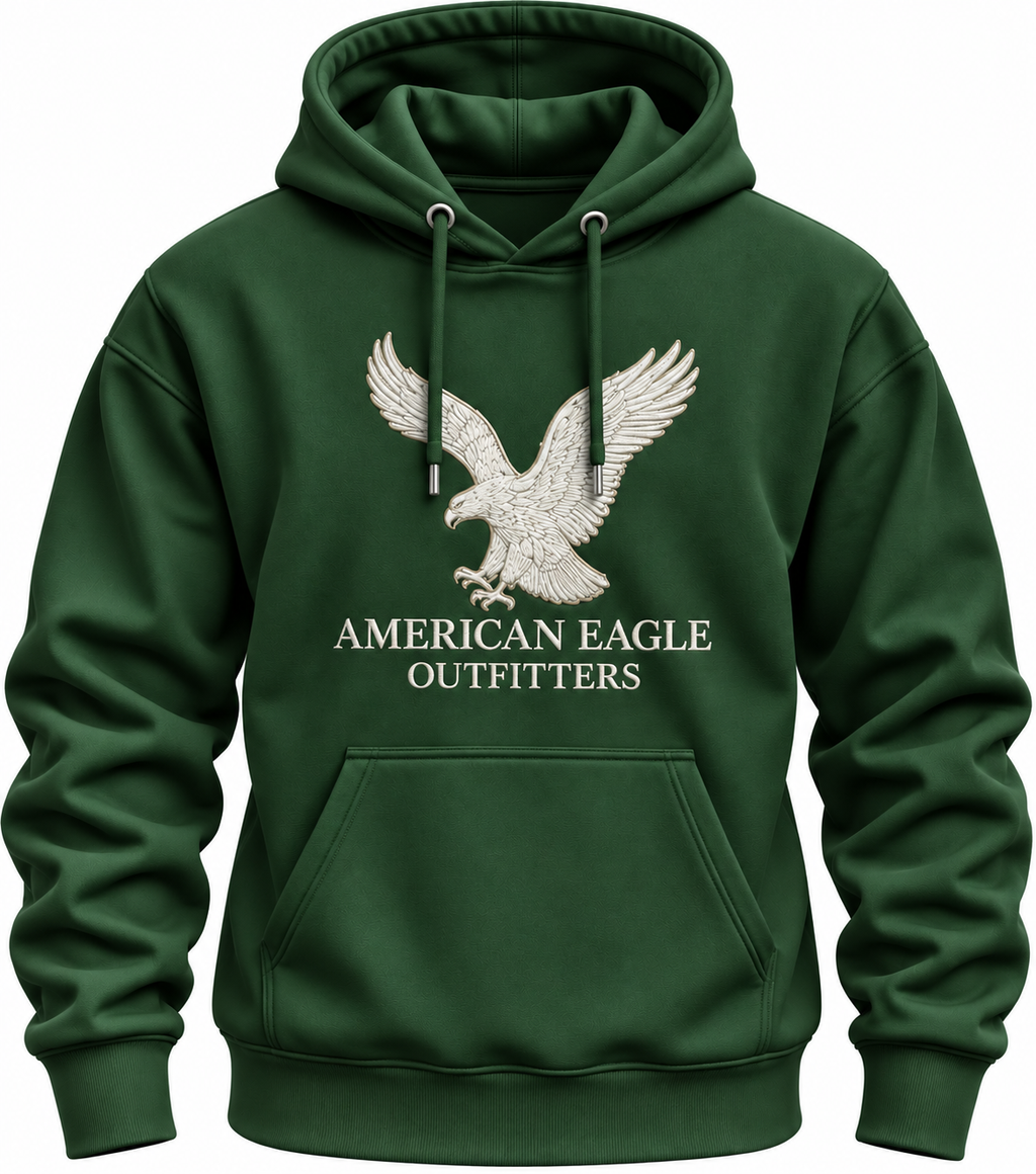 Printed American Eagle Regular Winter Hoodie
