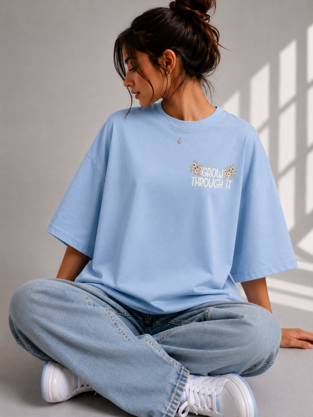 Grow Through It Oversize T-shirt Printed T-shirt (Girls)