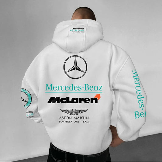 White Mercedes-Benz Oversize&Printed Hoodie