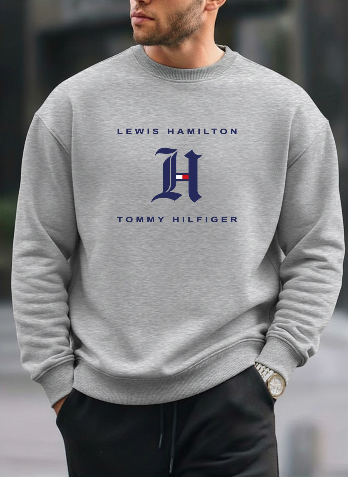 Grey Tommy Hilfiger oversized round sweatshirt