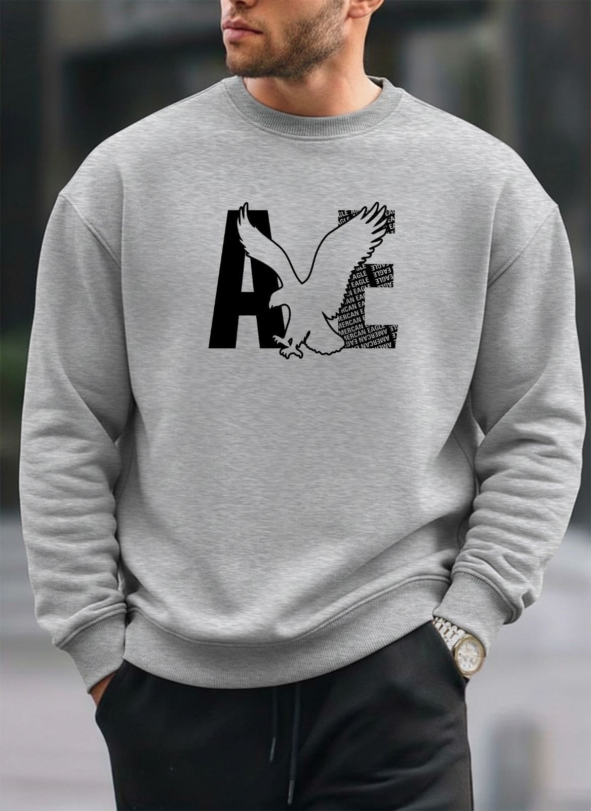 Elegant New American Eagle oversized round sweatshirt