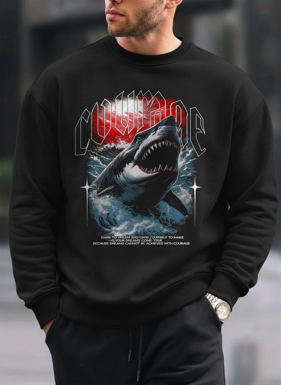 New Shark oversized round sweatshirt