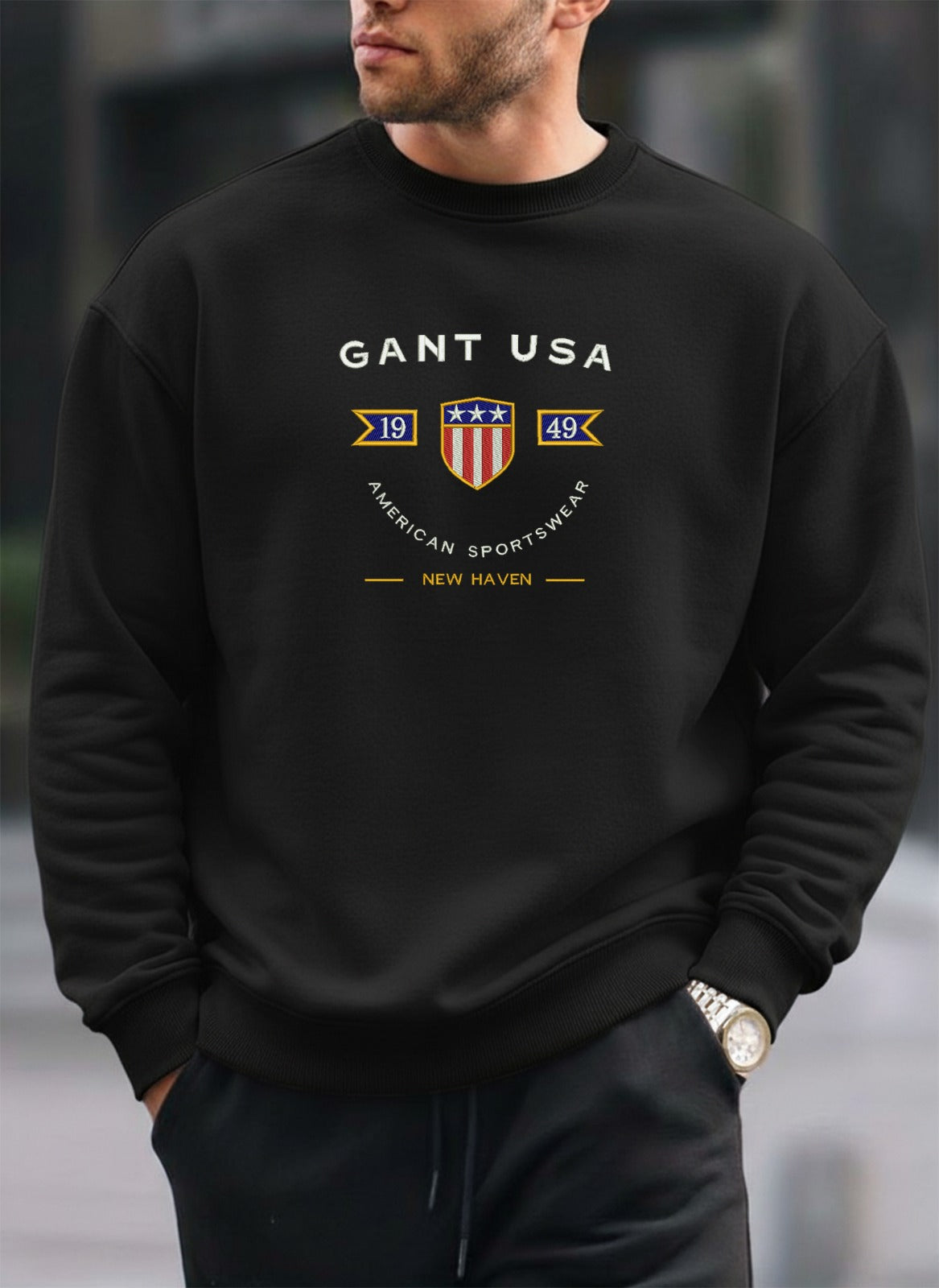 new Gant Embroidered oversized round sweatshirt
