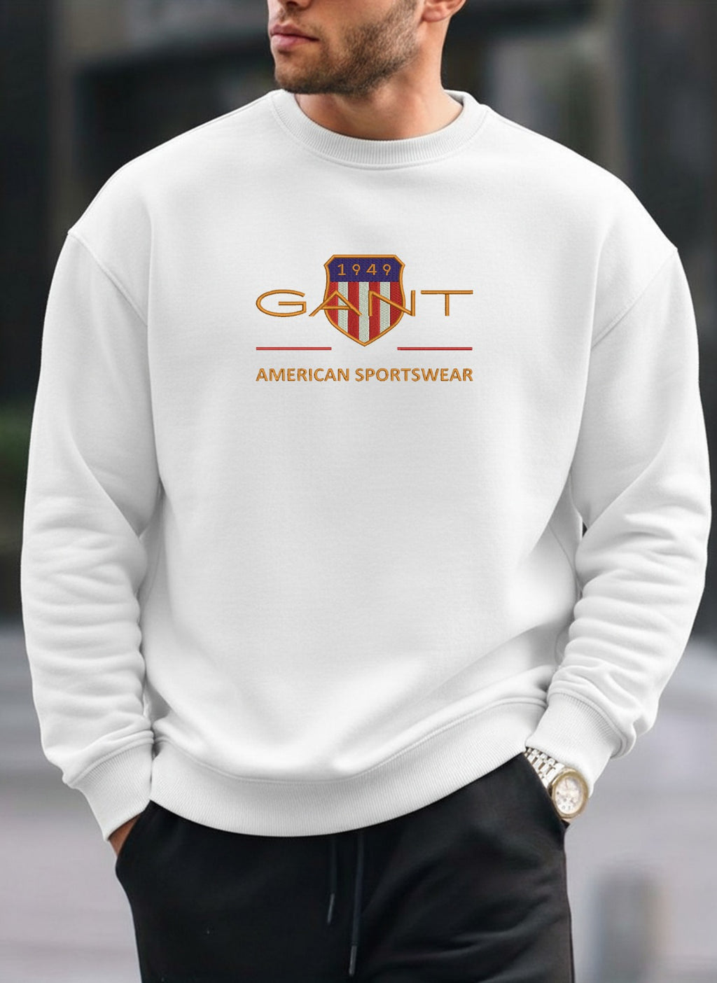 Elegant New Gant Embroidered oversized round sweatshirt