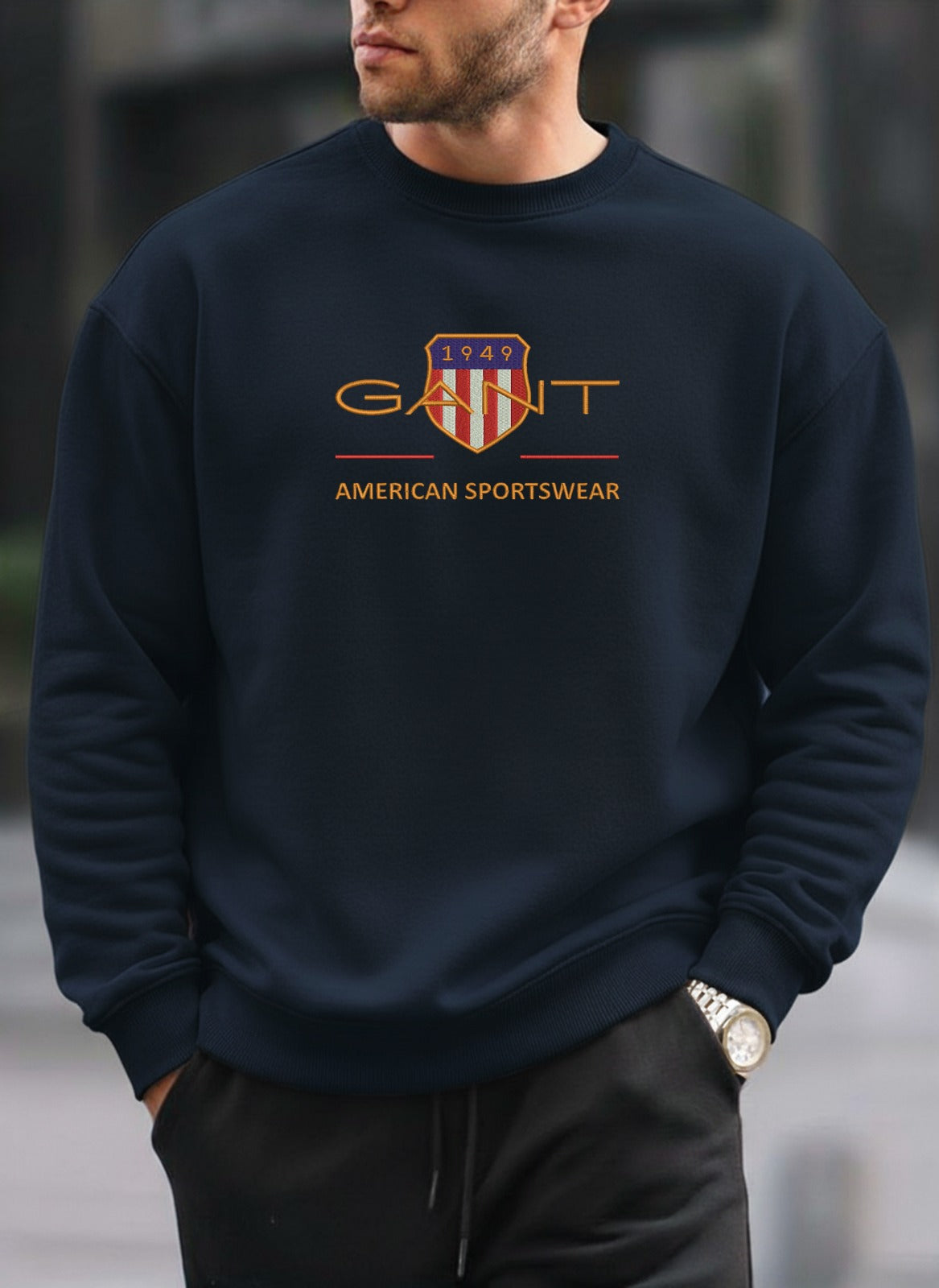 Elegant New Gant Embroidered oversized round sweatshirt