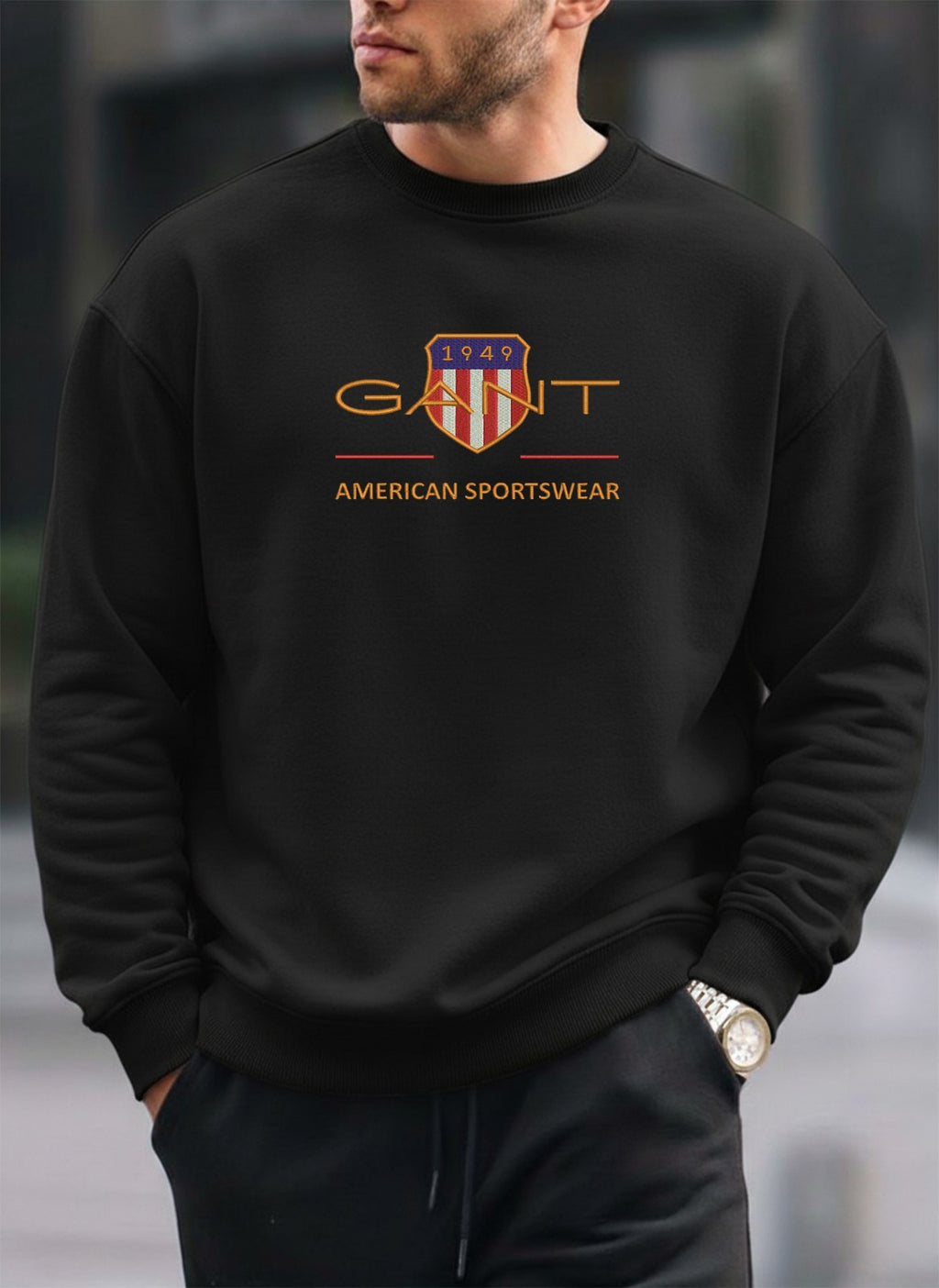 Elegant New Gant Embroidered oversized round sweatshirt