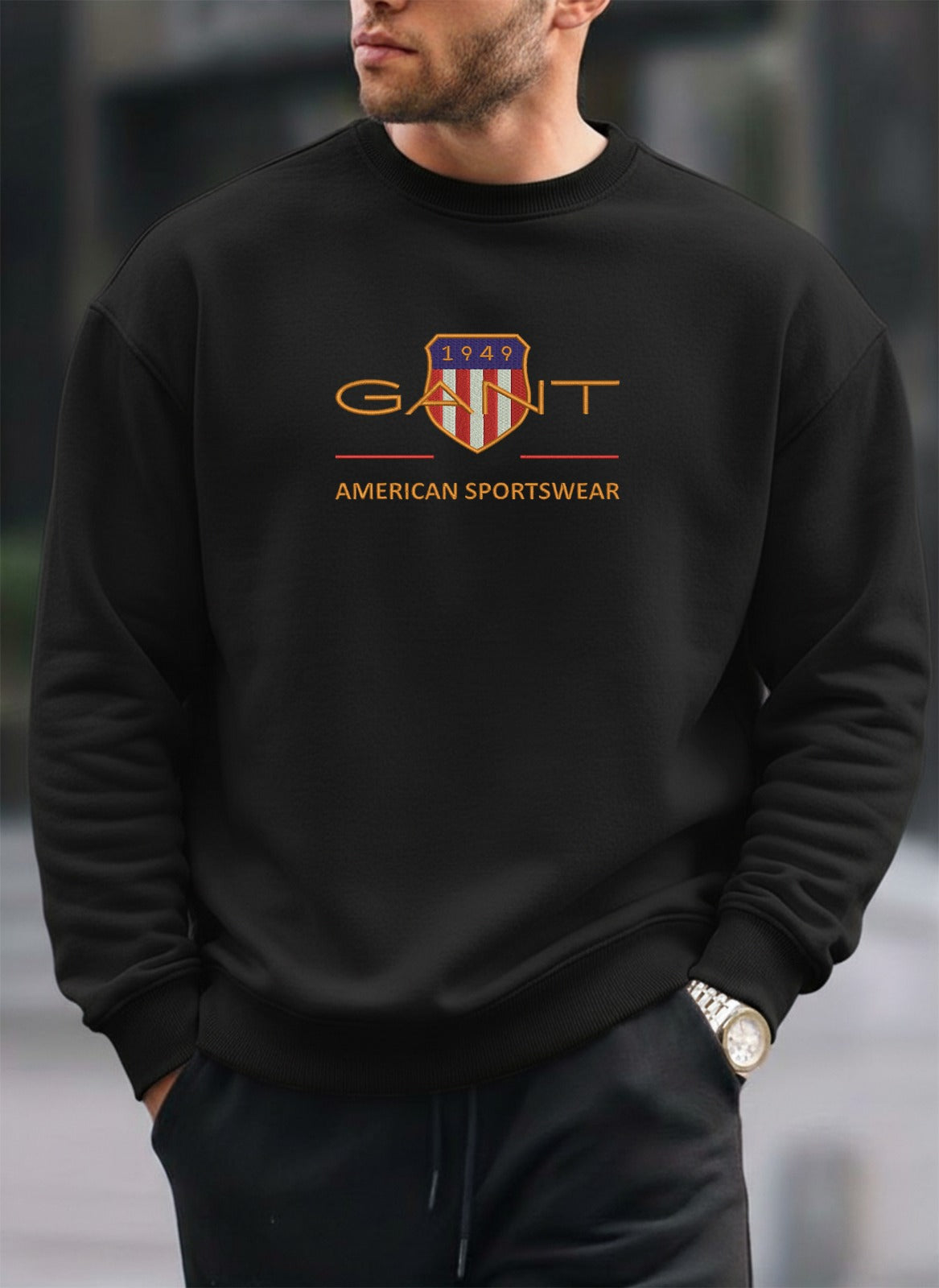 Elegant New Gant Embroidered oversized round sweatshirt