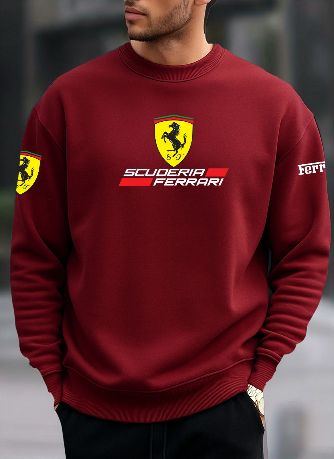 Ferrari new printed oversized round sweatshirt