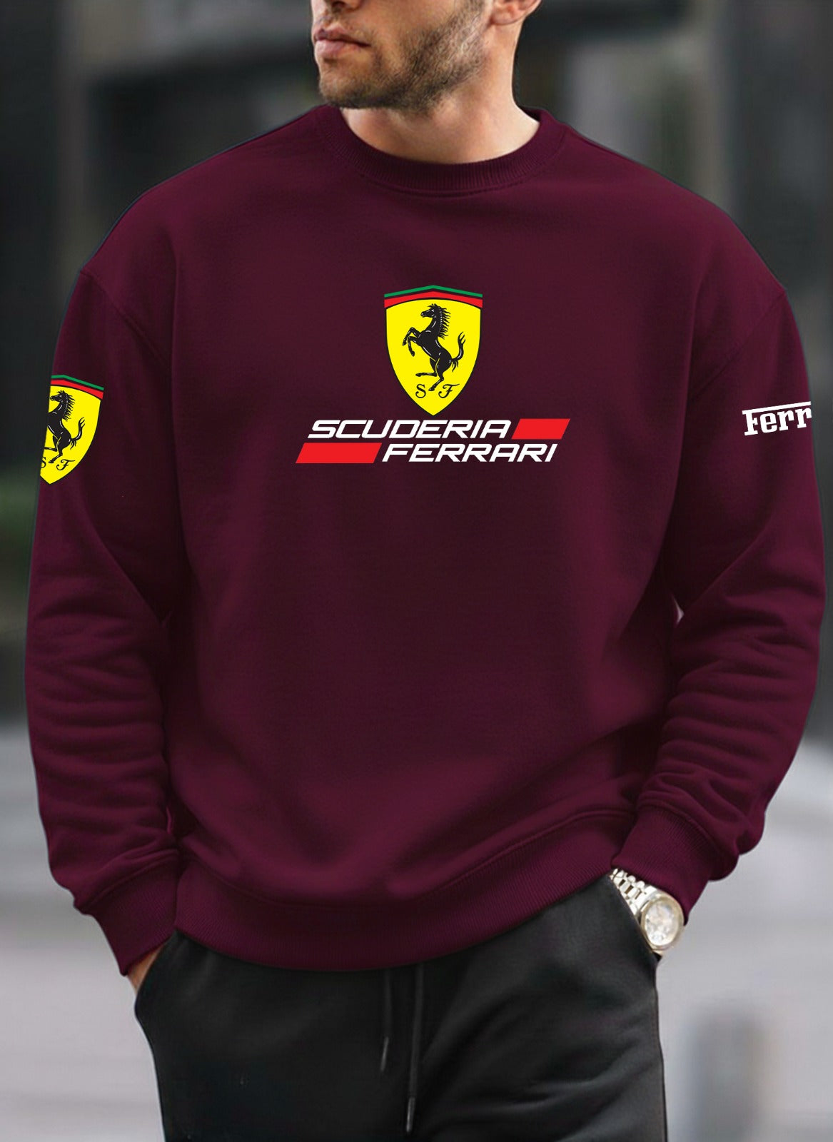 Ferrari new printed oversized round sweatshirt