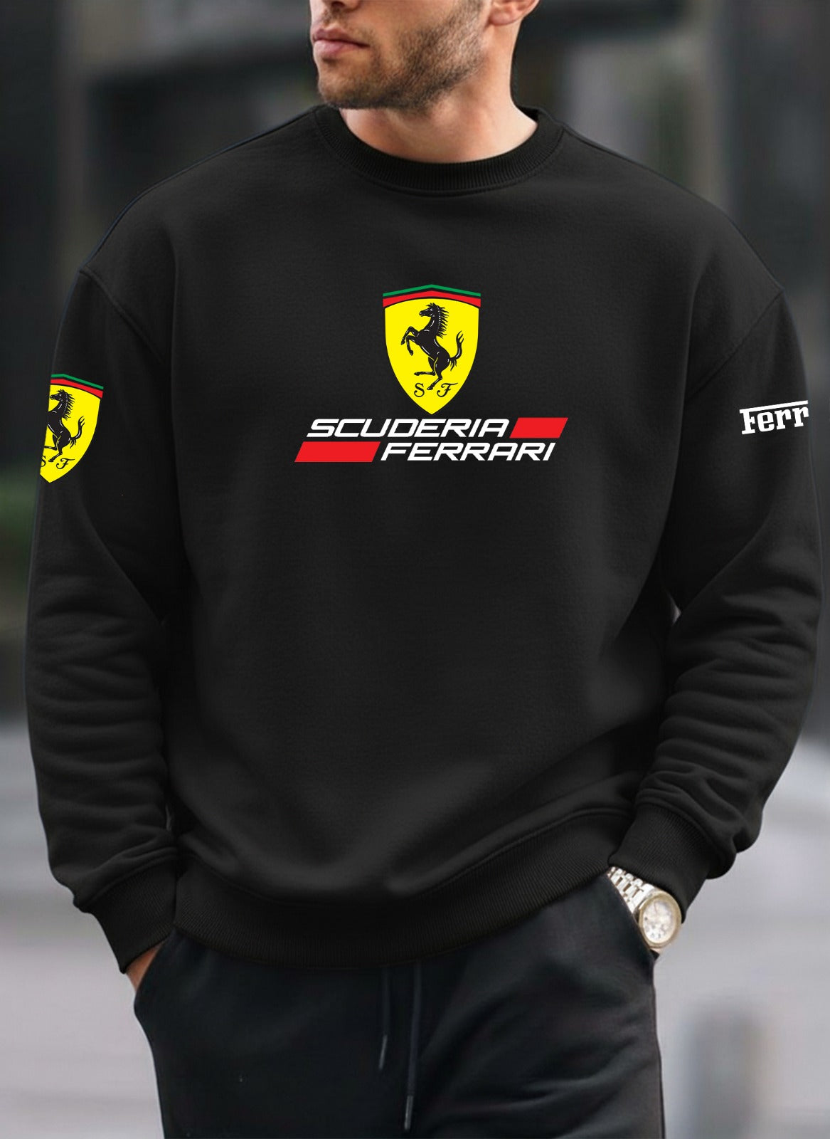 Ferrari new printed oversized round sweatshirt