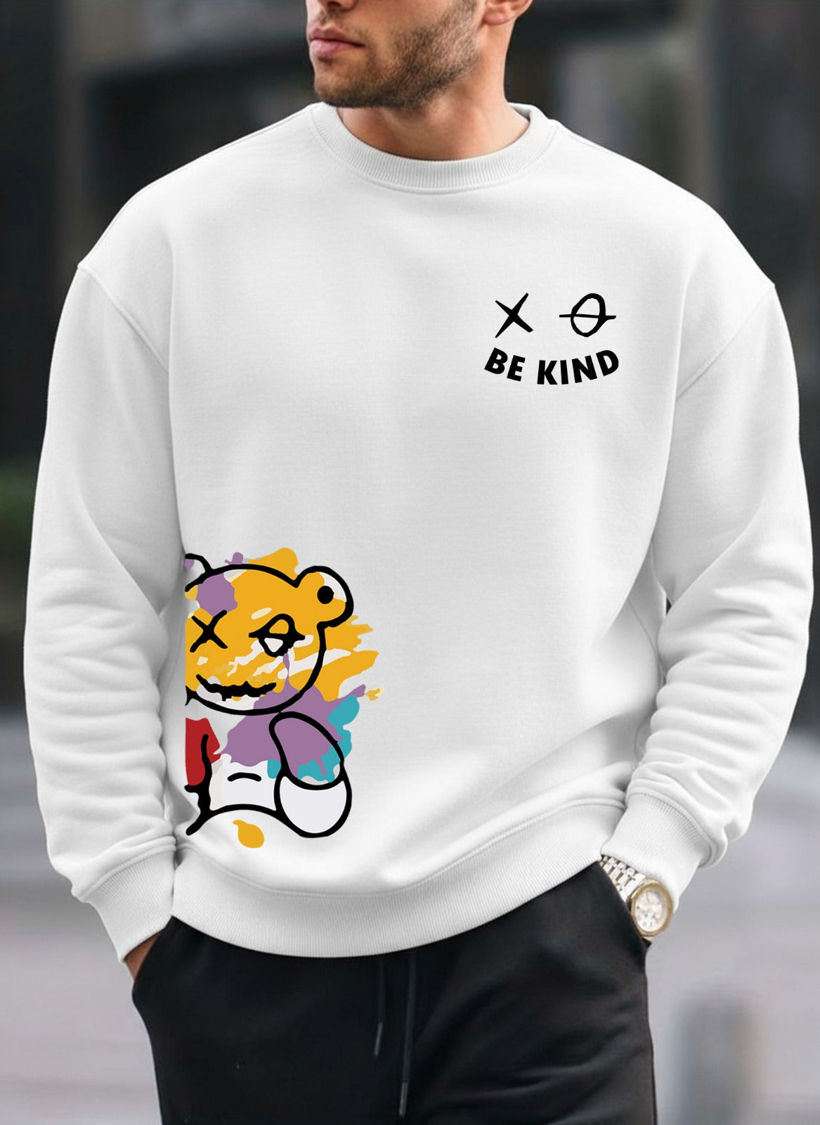 Be Kind Printed oversized round sweatshirt