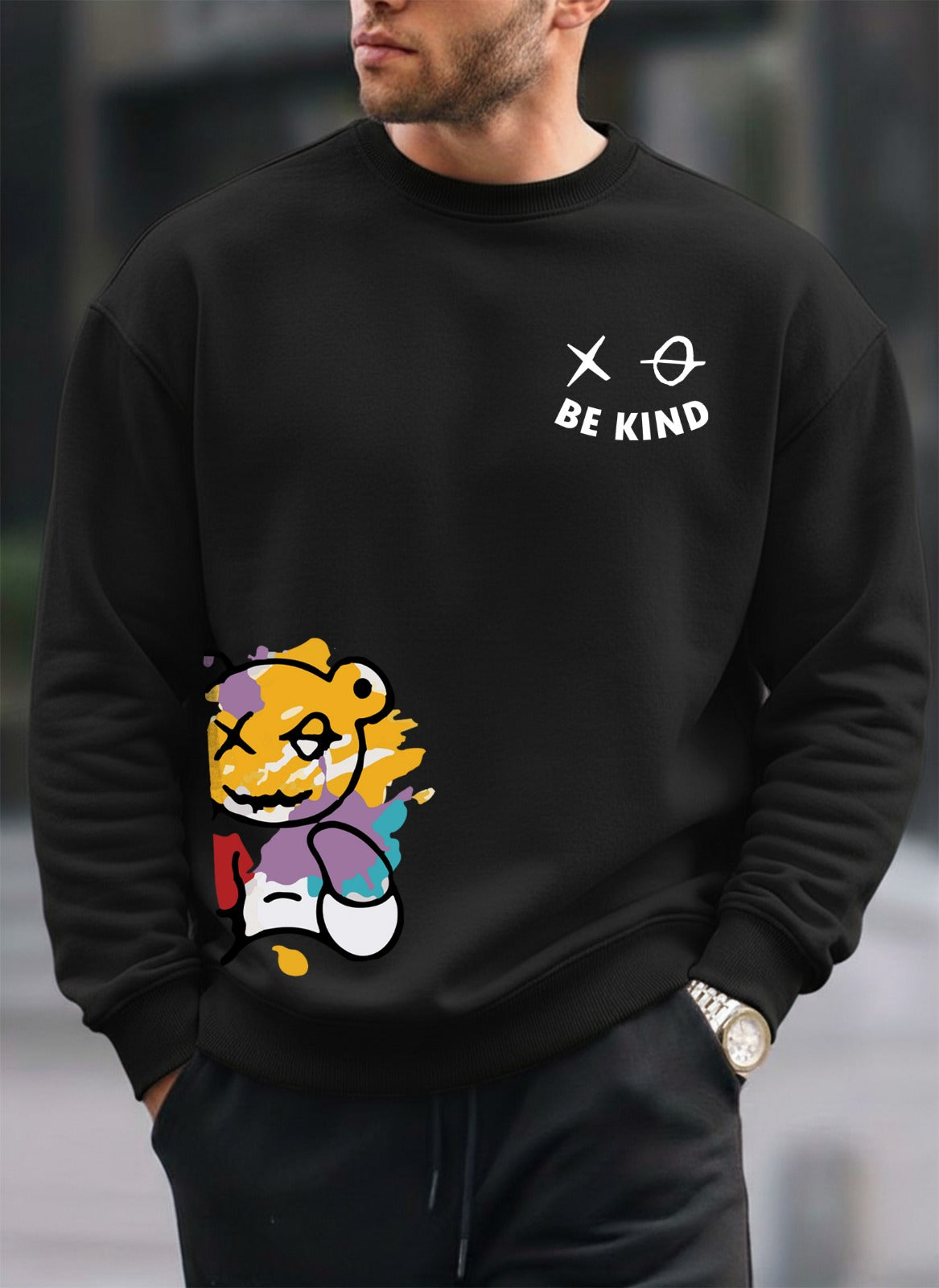 Be Kind Printed oversized round sweatshirt