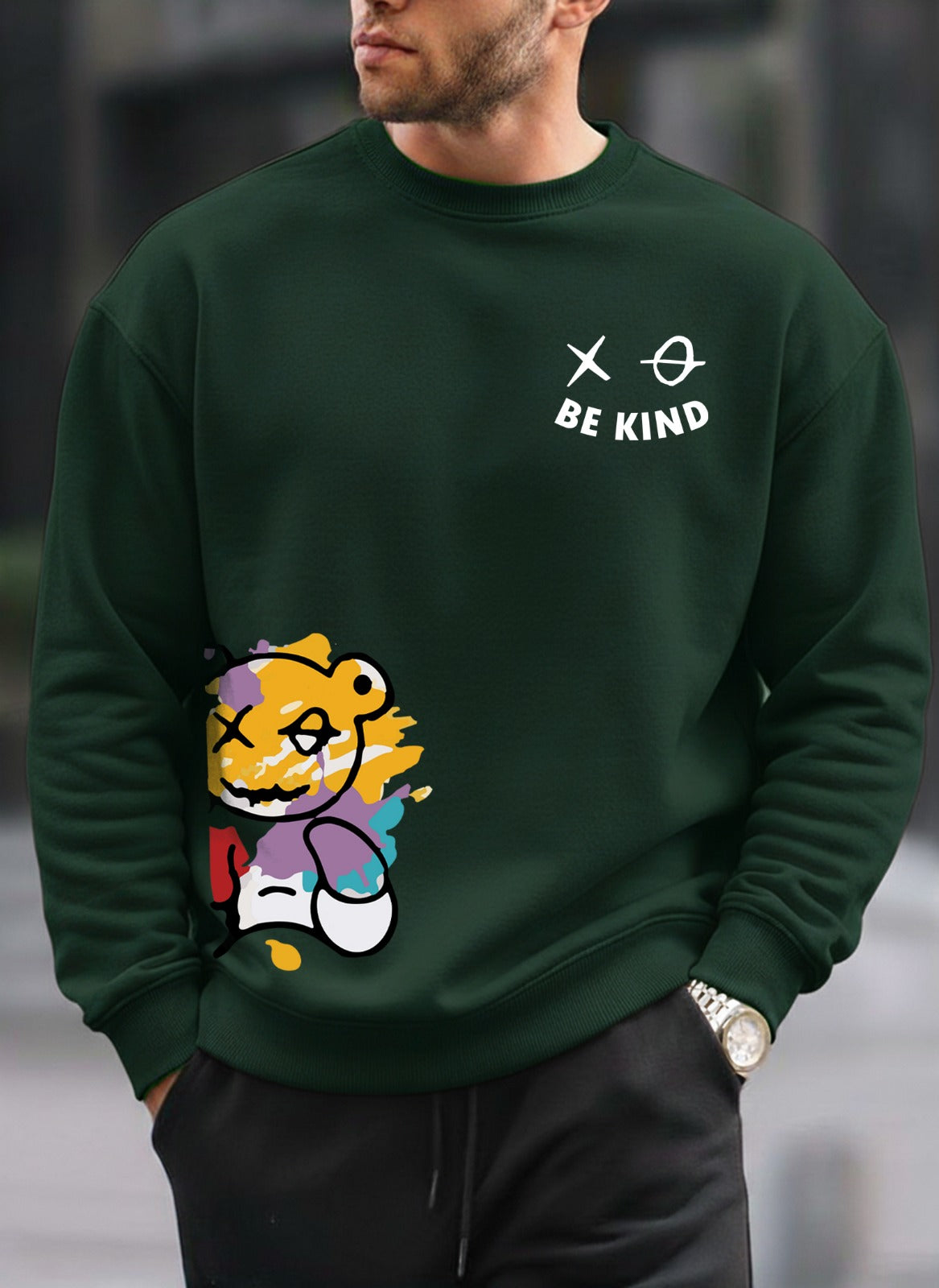 Be Kind Printed oversized round sweatshirt