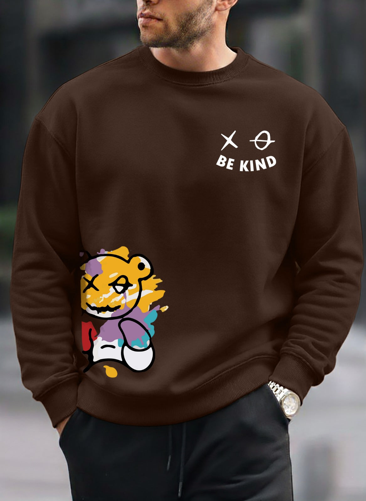 Be Kind Printed oversized round sweatshirt