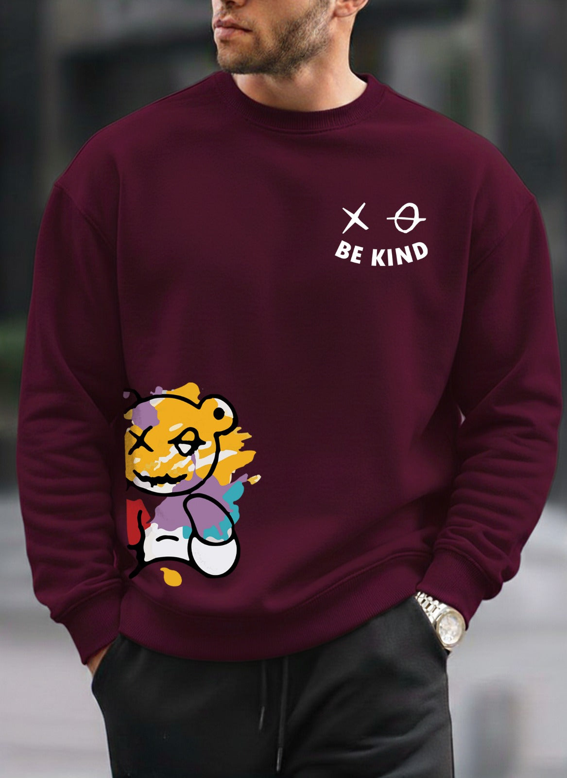 Be Kind Printed oversized round sweatshirt