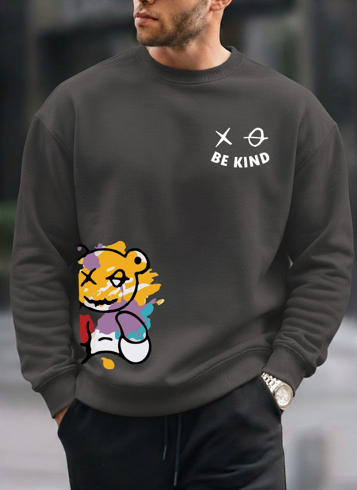 Be Kind Printed oversized round sweatshirt