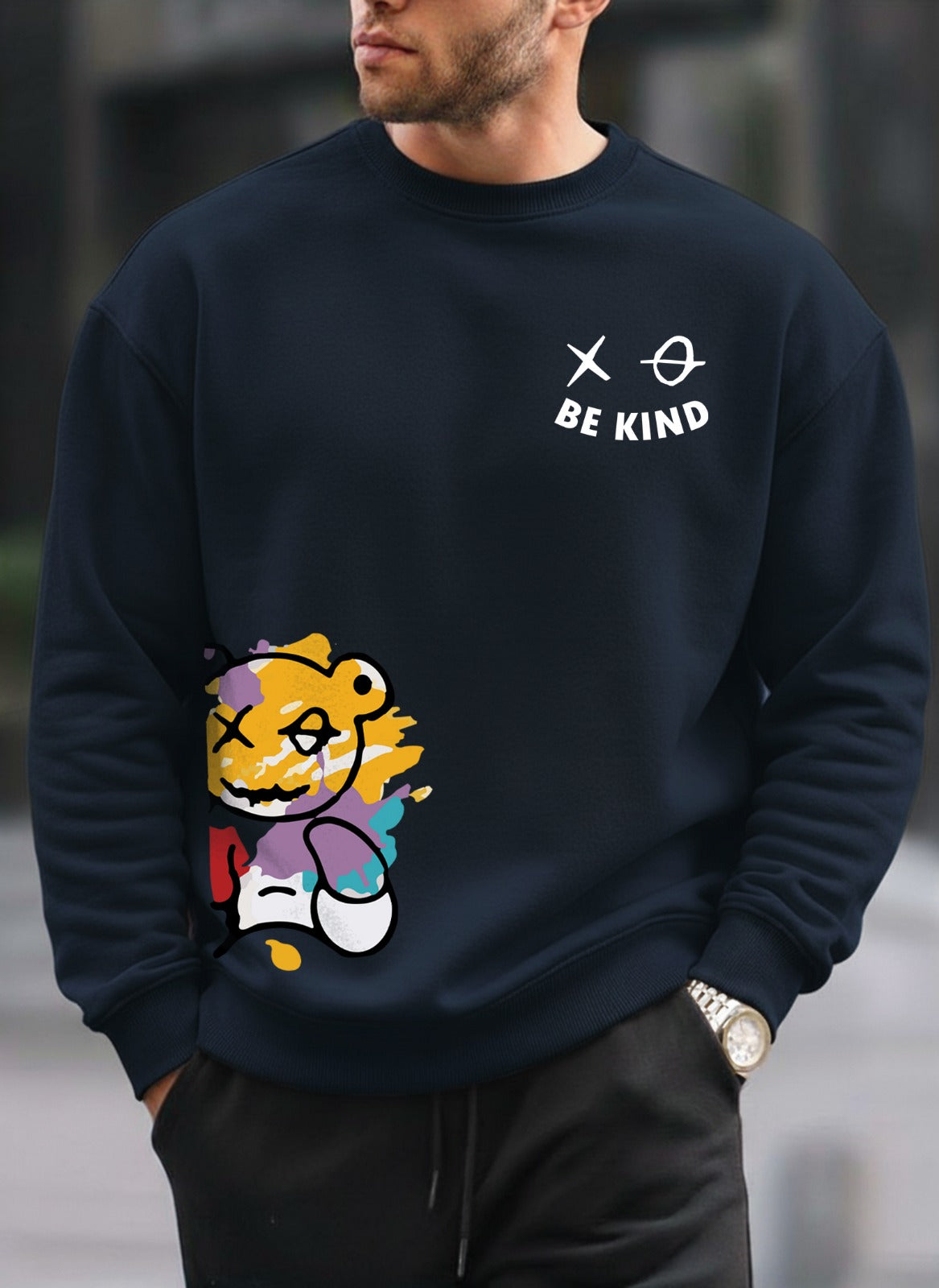 Be Kind Printed oversized round sweatshirt