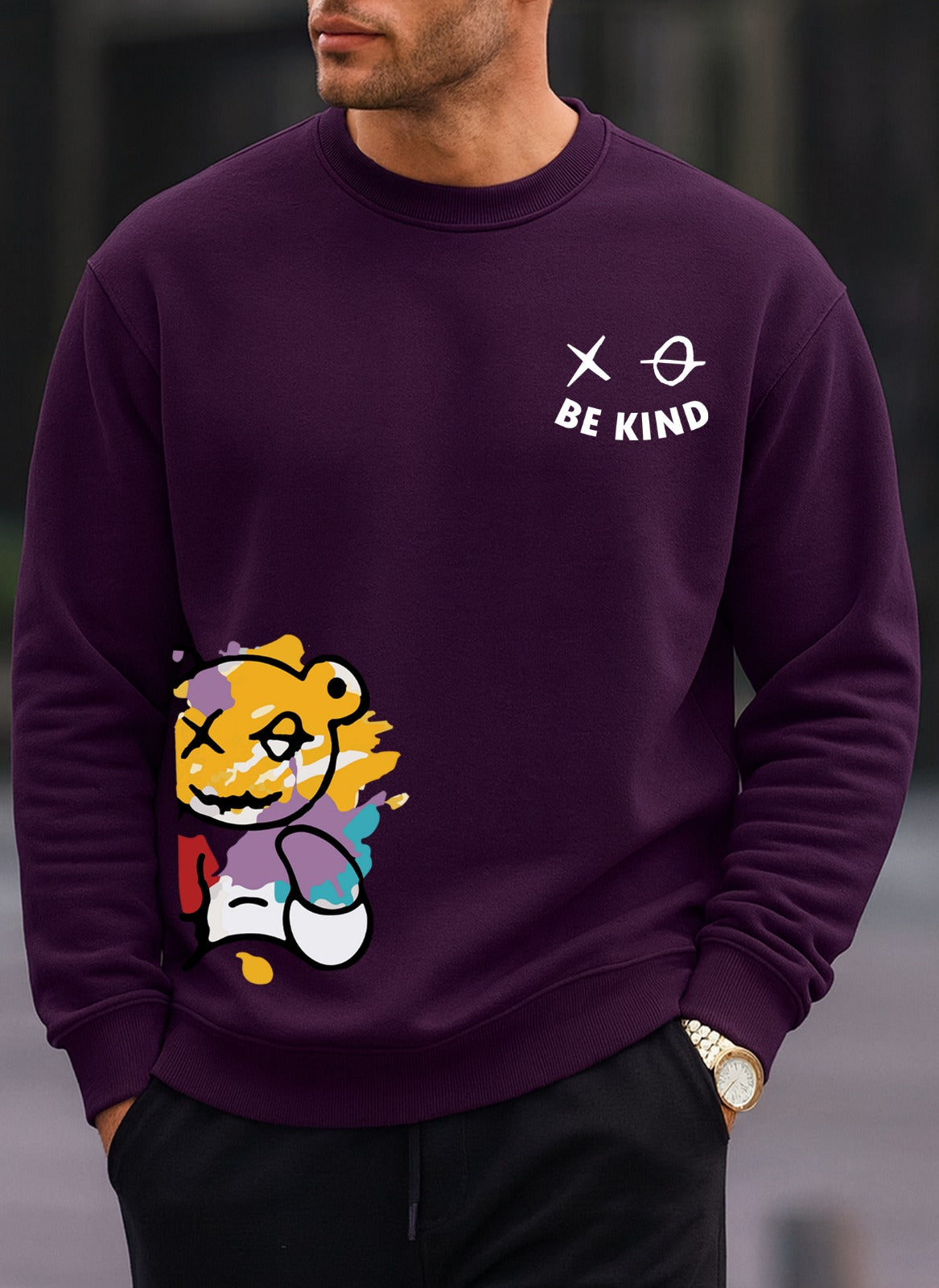 Be Kind Printed oversized round sweatshirt