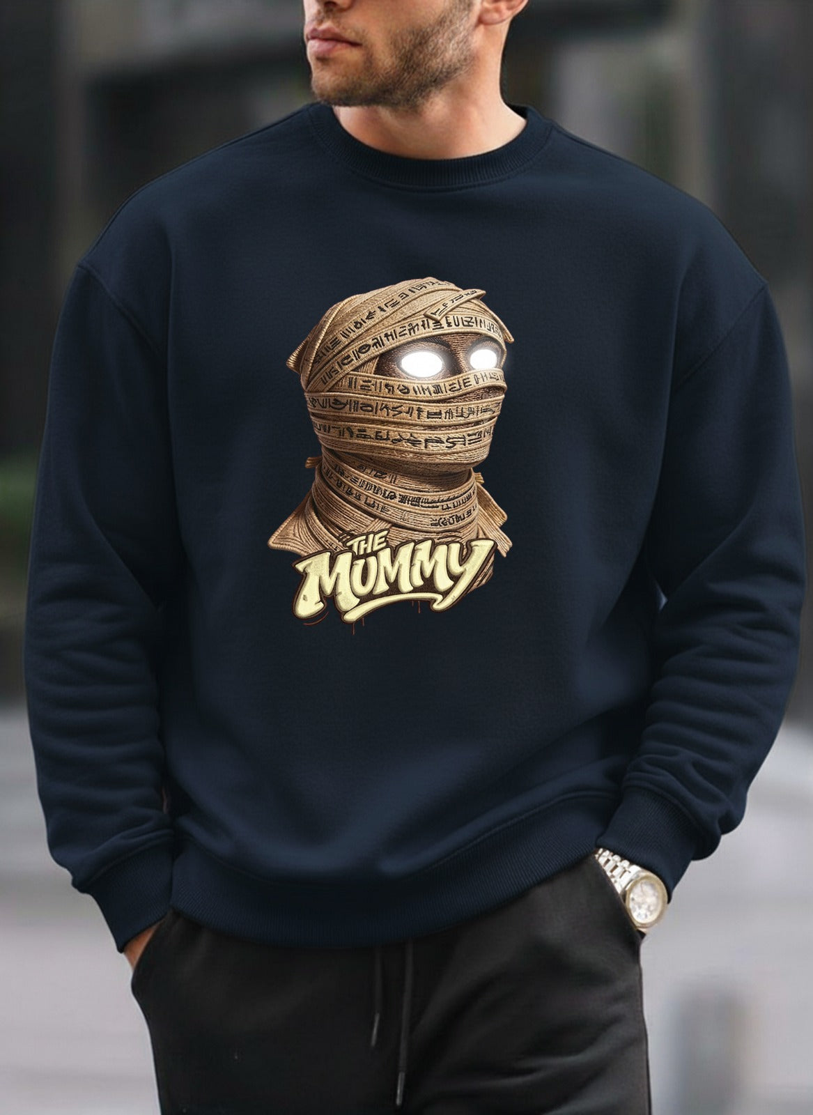 Mummy Reflective Eyes oversized round sweatshirt