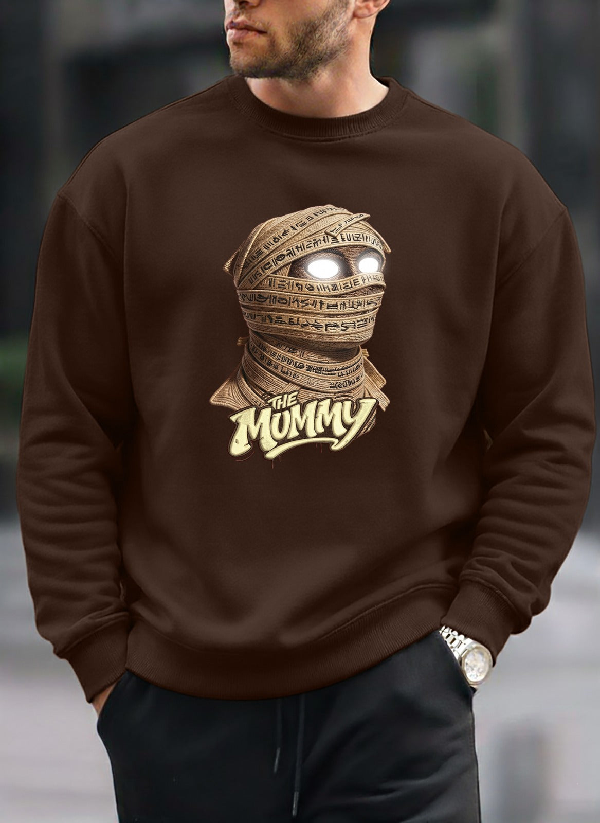 Mummy Reflective Eyes oversized round sweatshirt