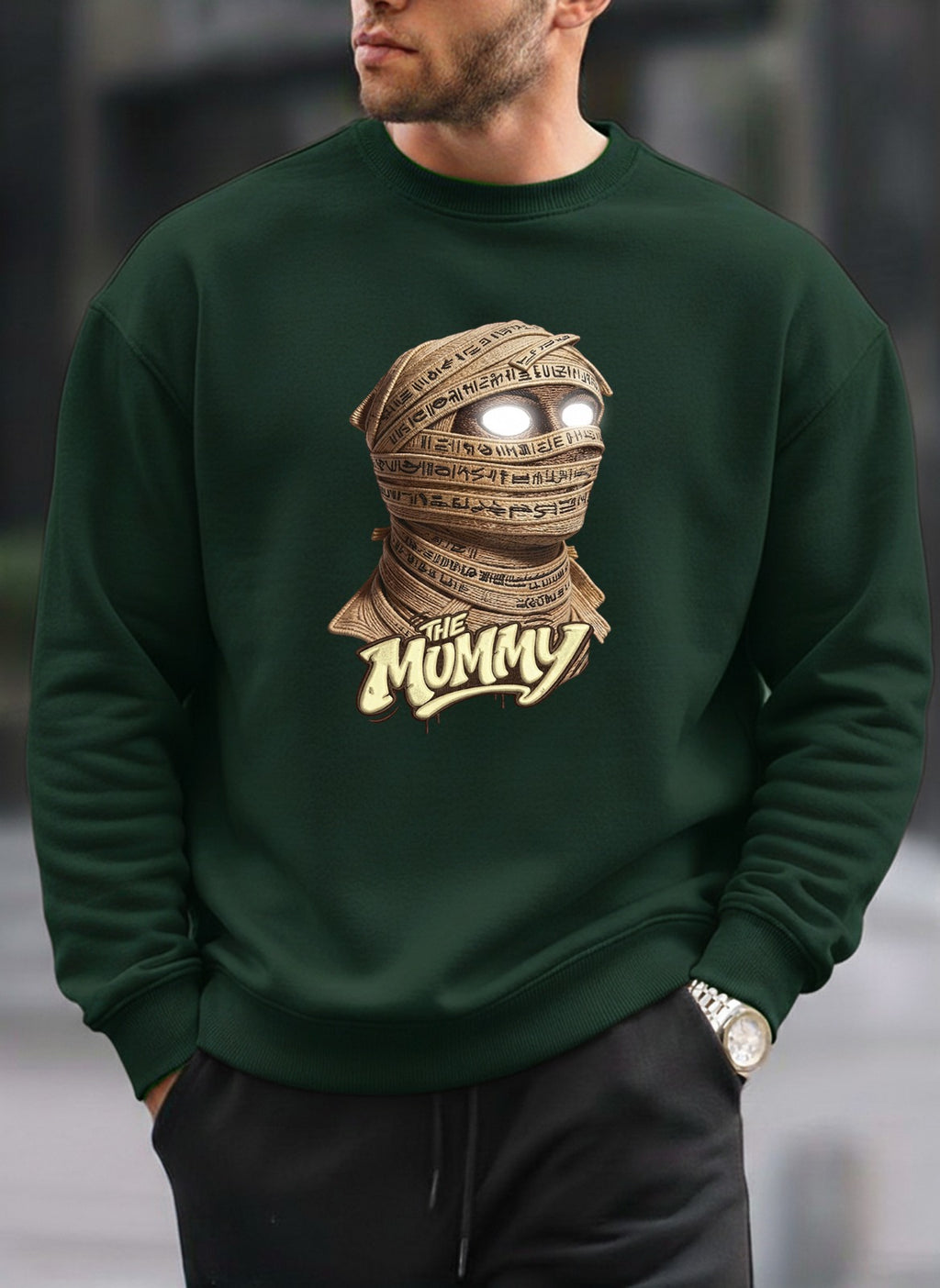 Mummy Reflective Eyes oversized round sweatshirt